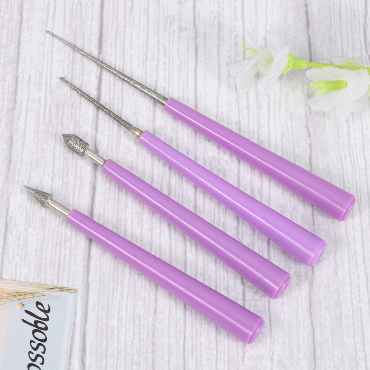 SUPVOX 4-Piece Diamond Needle File Set - Flat Diamond Grit File, Polishing & Sharpening Tools for Jewelry, Beading, and Metalworking - Perfect for Enlarging Holes, Smoothing Edges, and Detailed Crafting