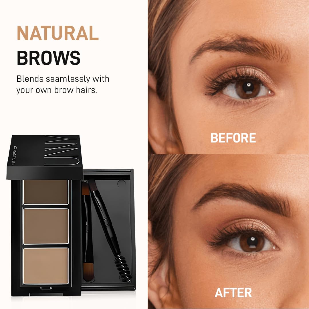 Professional 3-in-1 Waterproof Eyebrow Makeup Palette Kit - Coffee Brown Shades with Mirror & Brush | Long-Lasting Eyebrow Filler for Natural Look | Perfect for Daily Use, Special Occasions & Travel Makeup Essentials