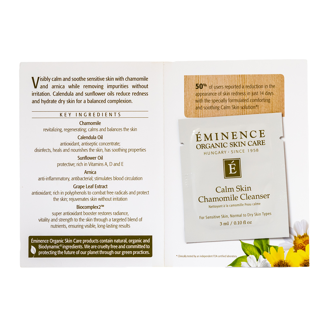 Eminence Organics Calm Skin Chamomile Cleanser - Soothing Facial Wash for Sensitive & Dry Skin - Gentle Makeup Remover & Daily Cleanser for Acne-Prone Skin - Perfect for Morning & Night Skincare Routine