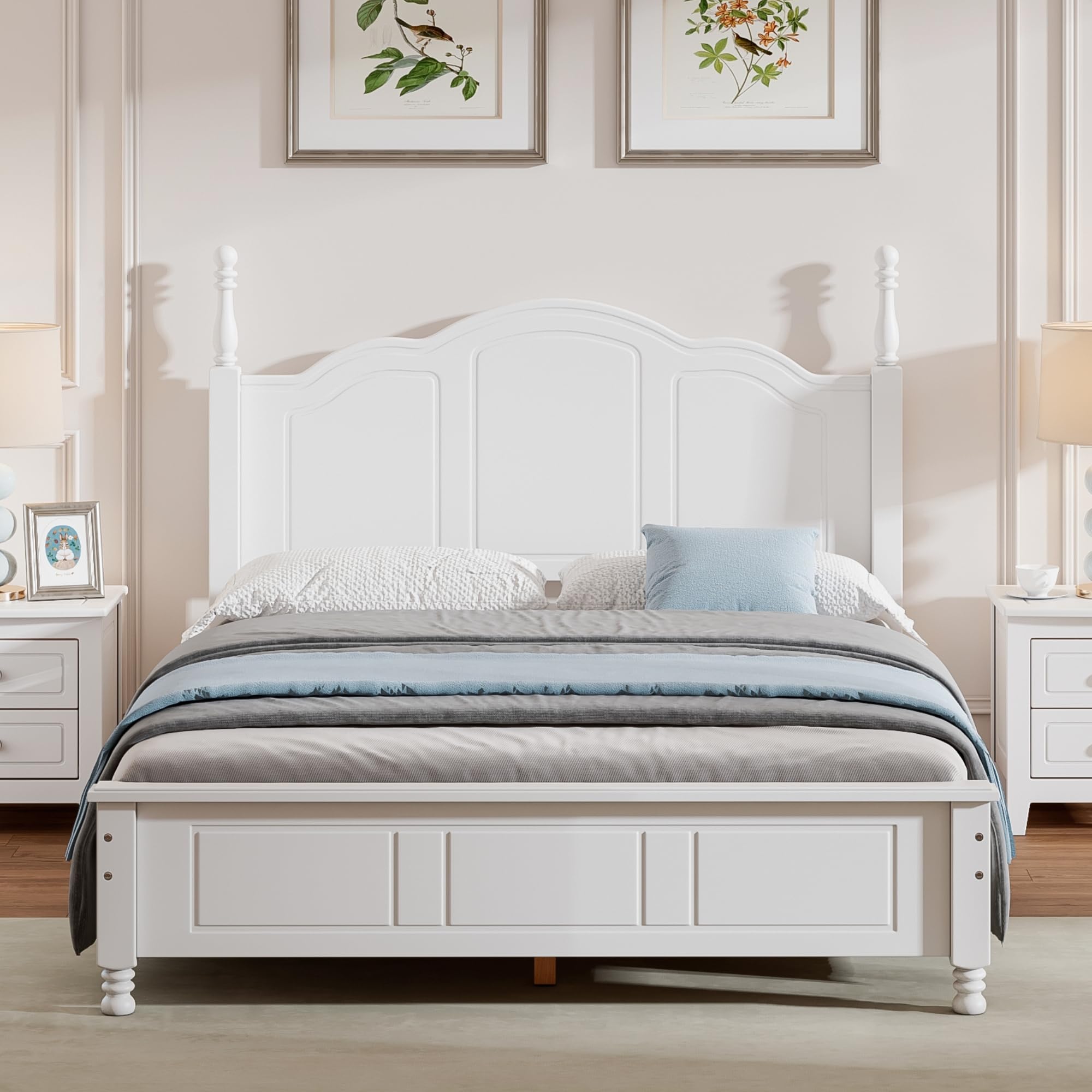 Harper & Bright Designs 3-Piece Full Size Bedroom Set - Wood Platform Bed with 2 Nightstands, White | Modern Bedroom Furniture for Small Spaces & Guest Rooms