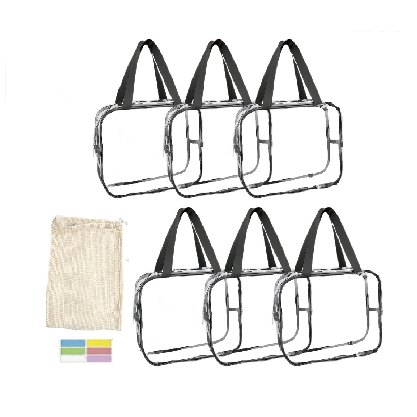 6-Piece Clear Travel Toiletry Bags Set - TSA Approved Leakproof Cosmetic & Makeup Organizer with Zipper (12x6x12 Inch) - Perfect for Airports, Stadium Events & Weekend Getaways