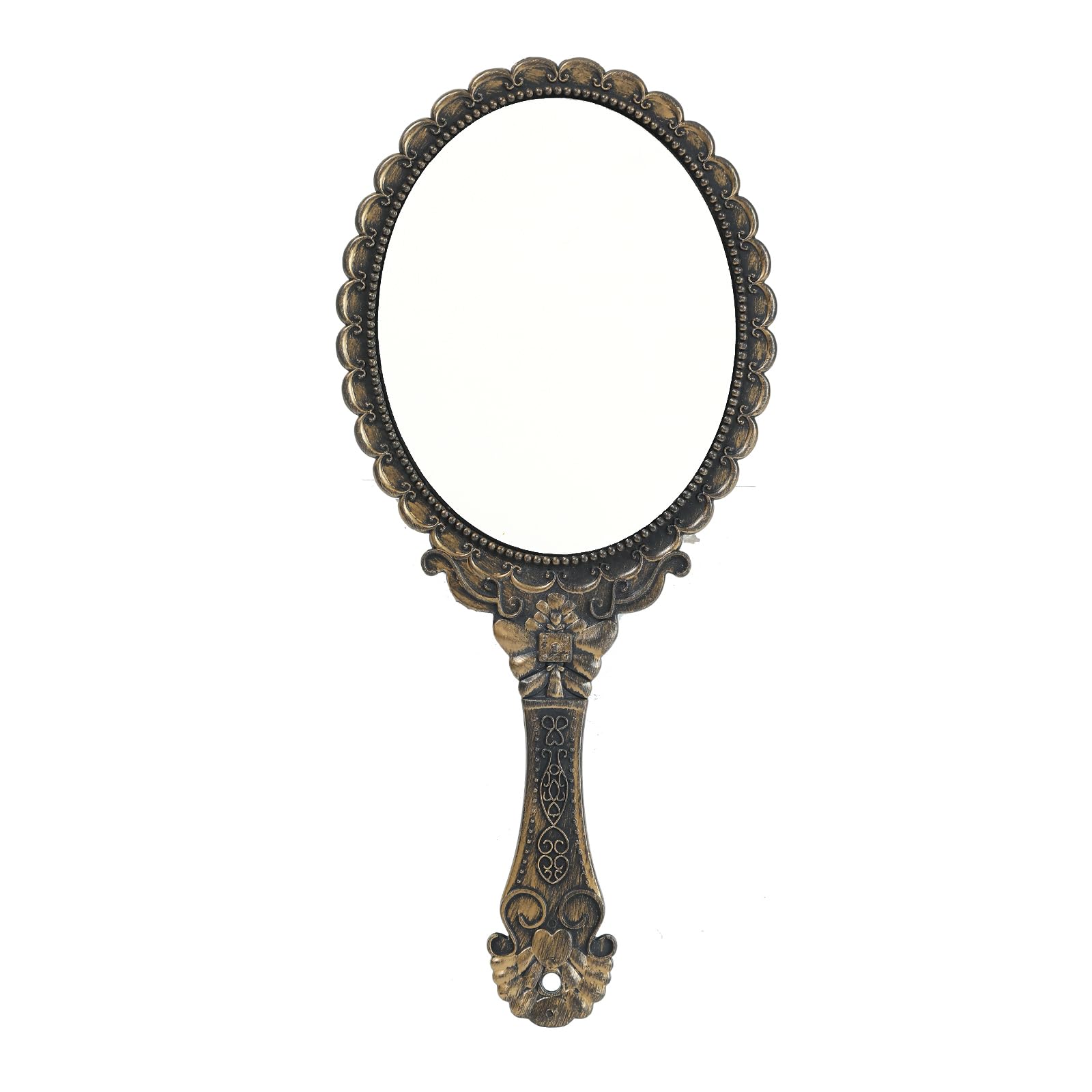 Vintage Rust Gold Oval Hand Mirror with Handle - Portable Vanity Makeup Mirror for Travel, Home & Salon Use - XPXKJ Handheld Mirror