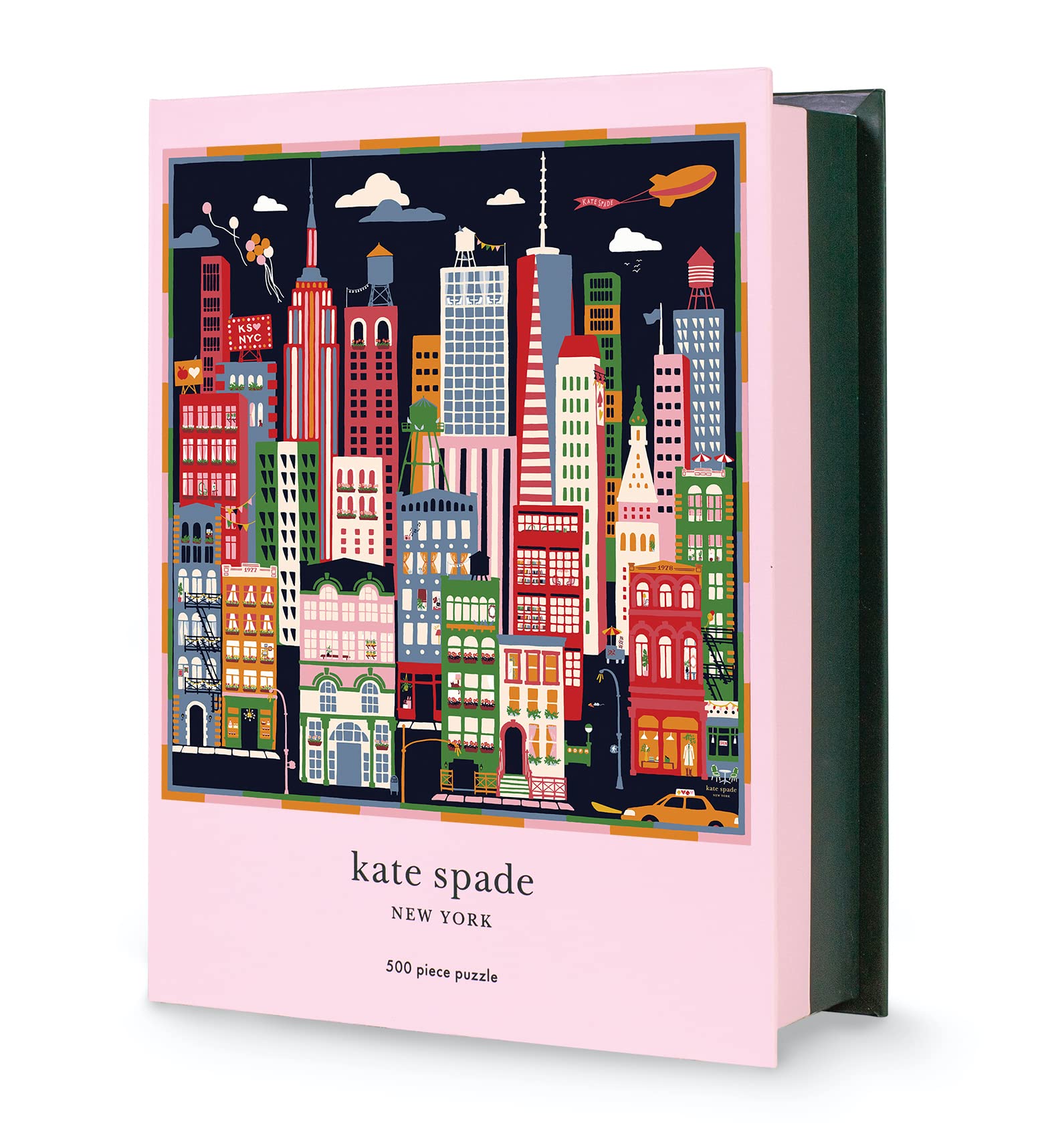 Kate Spade New York 500 Piece Jigsaw Puzzle for Adults - 22x22 Inch Square Puzzle with Storage Box - City That Never Sleeps Design - Perfect for Family Game Night & Home Decor