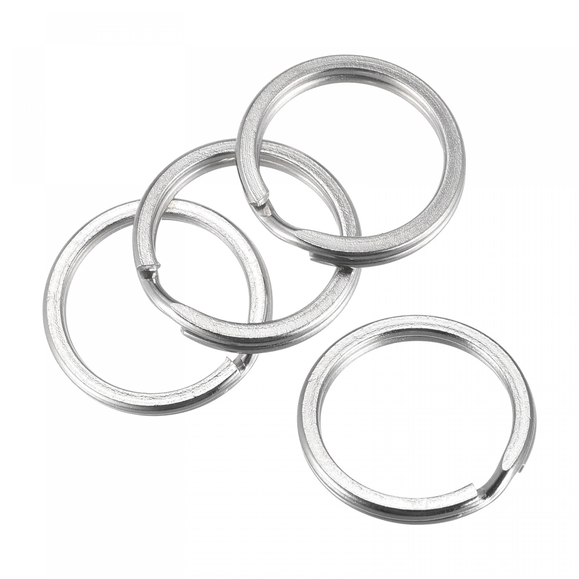 uxcell 24Pcs Nickel Plated Split Keychain Rings - 1.2x15mm Round Flat Key Holder for Home, Car & Office Keys Organization (Silver Tone) - Perfect for Keychains, Lanyards, DIY Crafts & Gift Tag Accessories