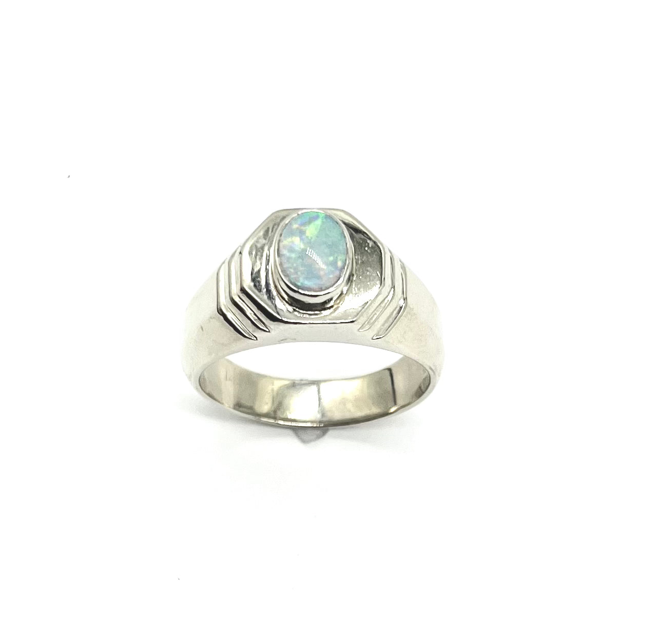 Men's White Gold Opal Ring - Elegant Handmade Jewelry for Wedding, Engagement & Anniversary Gifts - Perfect for Special Occasions & Everyday Wear