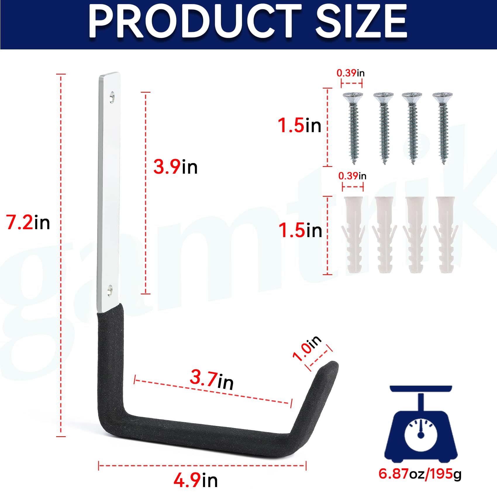 Heavy Duty Steel Garage Ladder Hooks - 2 Pack Wall Mount Utility Hooks for Garage Storage Organization, Perfect for Ladders, Bikes, Kayaks, Chairs & Garden Tools (Medium Size) - Ideal for Home, Garage & Outdoor Storage Solutions
