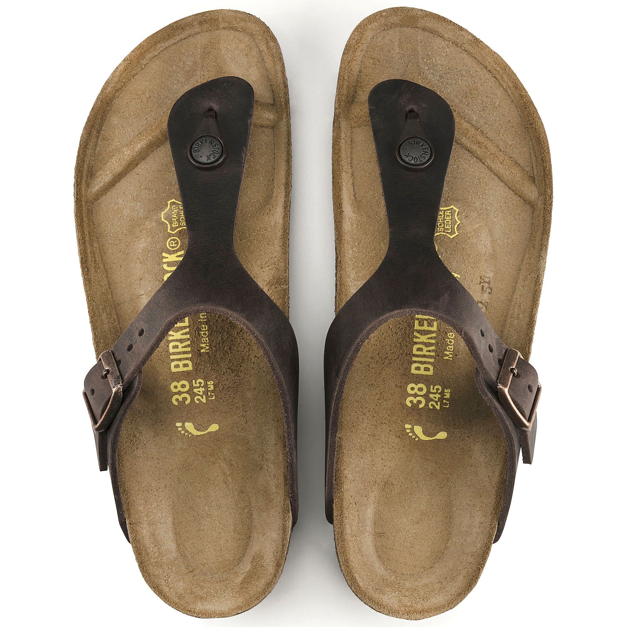 Birkenstock Gizeh Habana Oiled Leather Sandals for Women - Comfortable Cork Footbed & Adjustable Straps - Perfect for Summer, Beach, and Casual Outings