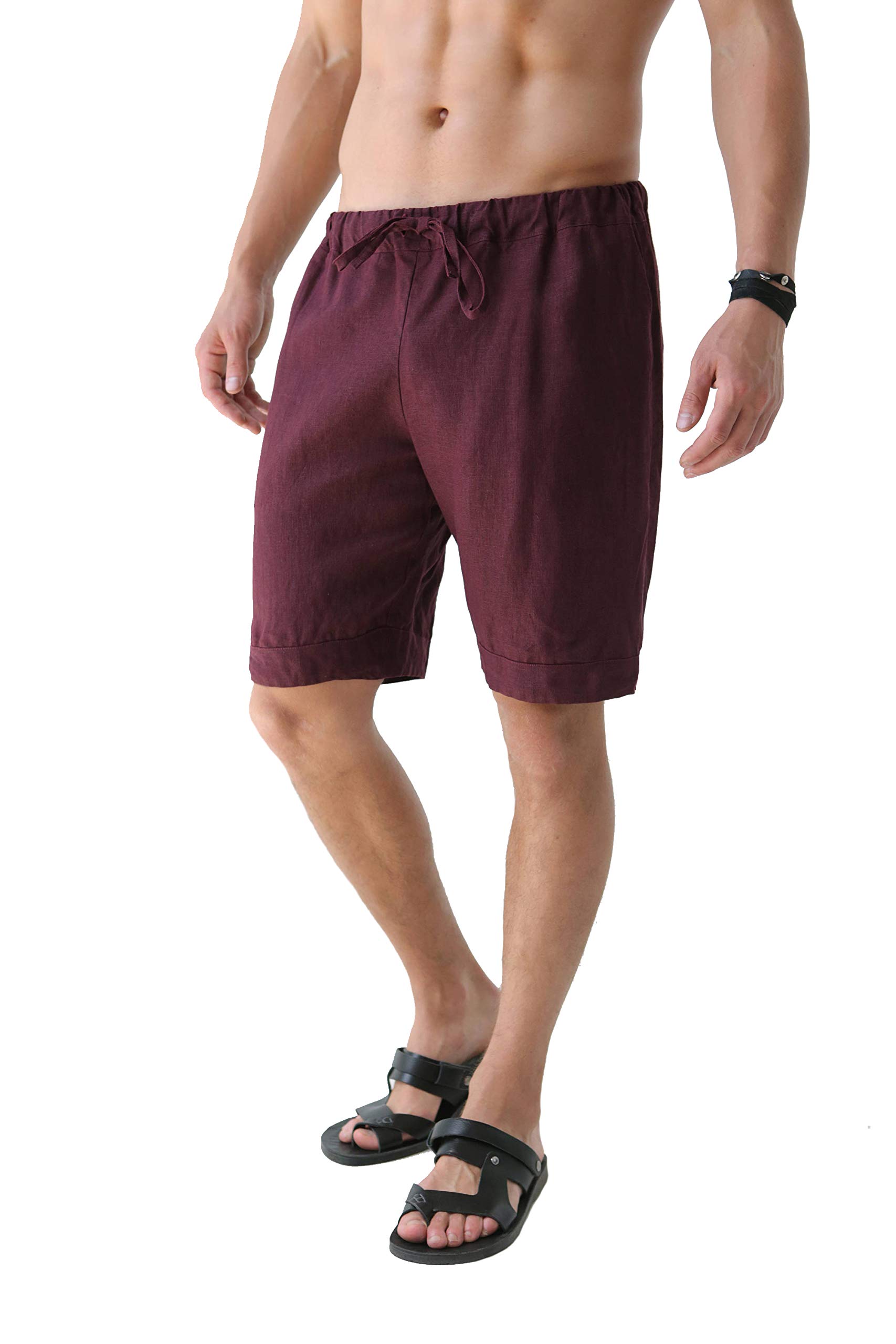 100% Linen Men's Shorts with Drawstring - Black Luxury Eco-Friendly Organic Cotton Casual Wear for Summer | Perfect for Beach, Travel & Relaxation