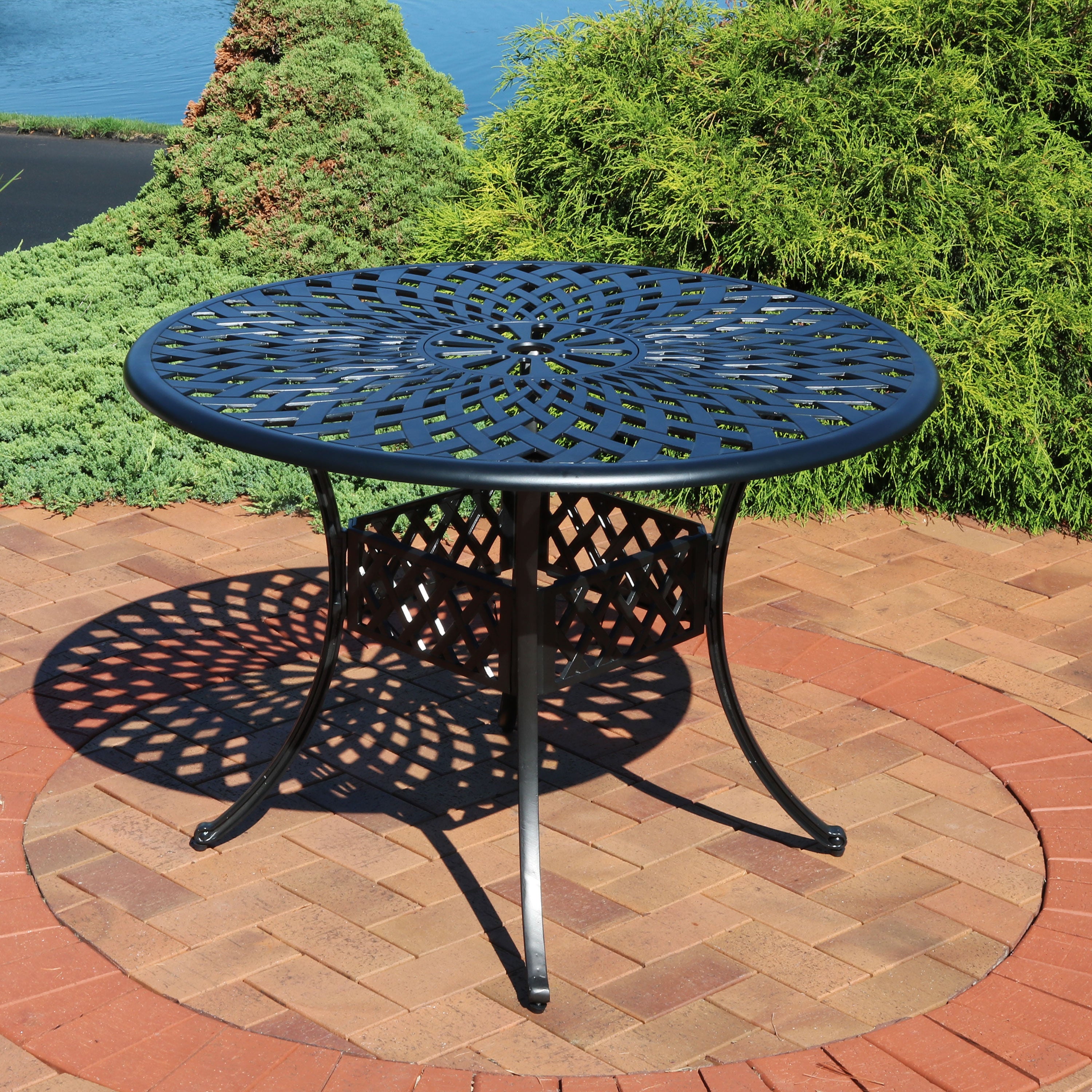 Sunnydaze Crossweave Cast Aluminum Round Patio Table 41