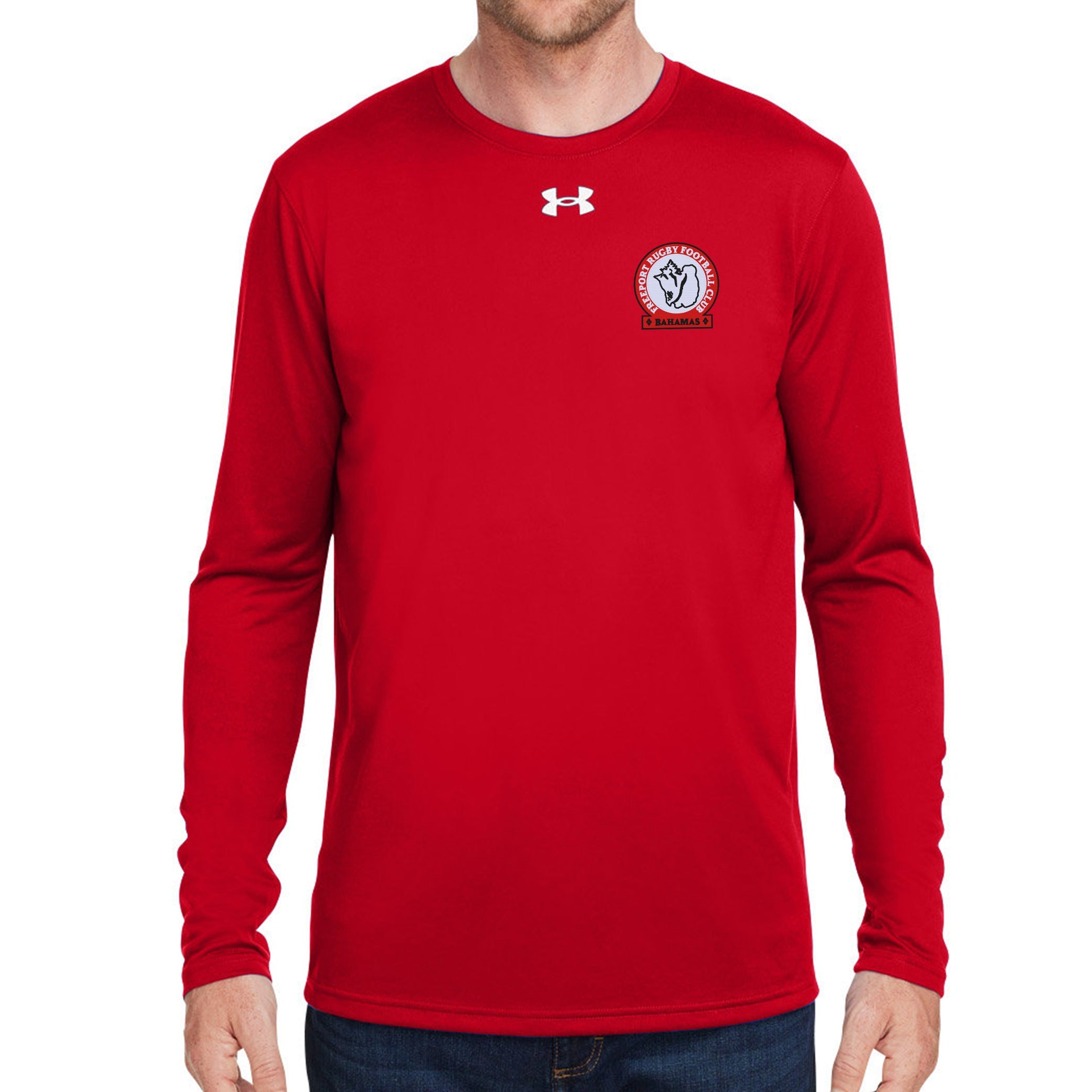 Freeport RFC UA Team Tech Long Sleeve T-Shirt for Men - Moisture Wicking Performance Shirt for Rugby Training & Outdoor Sports