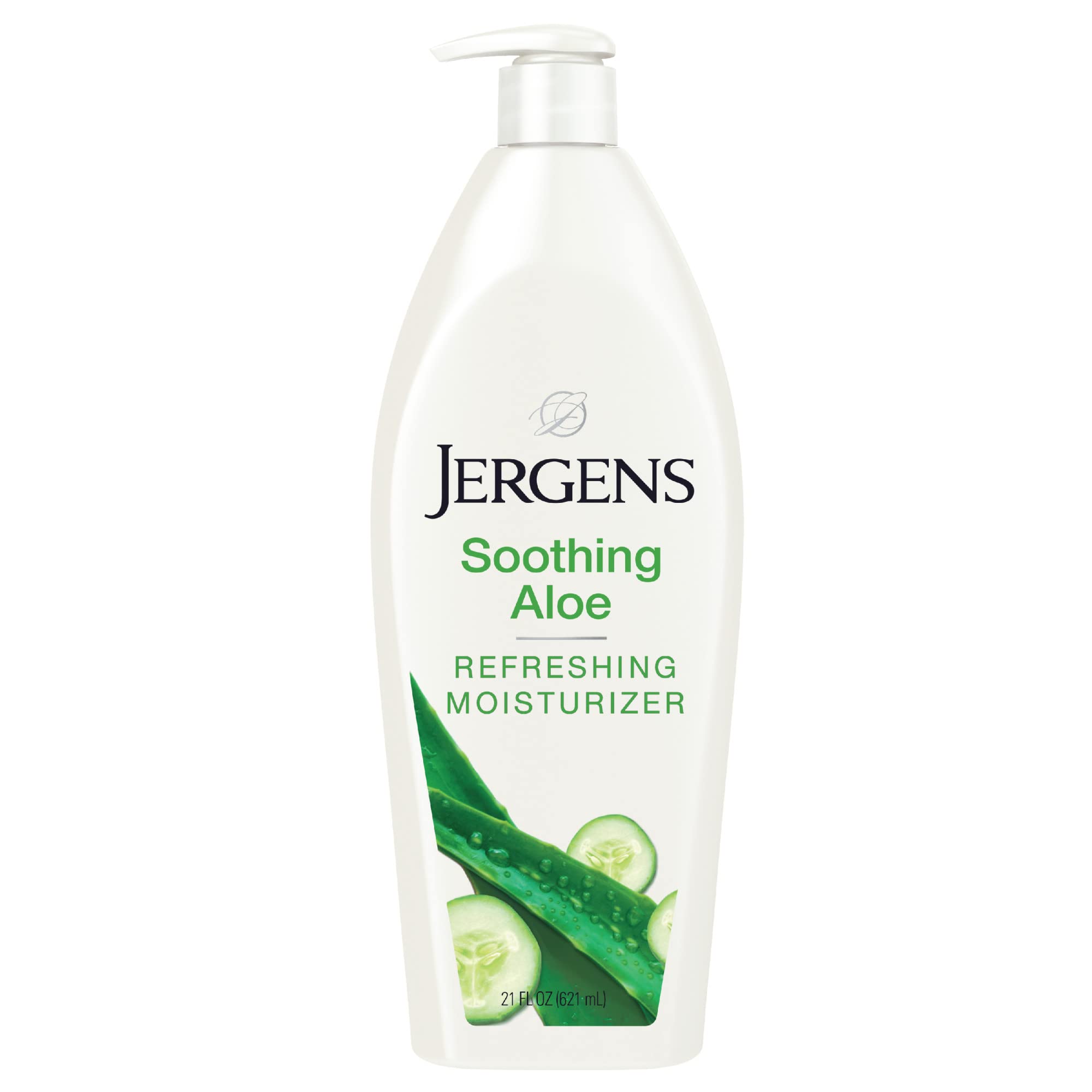 Jergens Soothing Aloe Vera Body Lotion & Hand Moisturizer - Hydrating Cucumber Extract, Dermatologist Tested, 21 Oz - Perfect for Dry Skin Care & Daily Moisturizing Routine