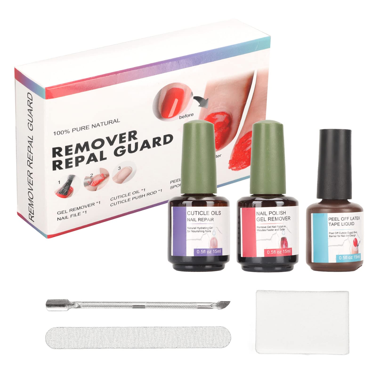 Professional Gel Nail Polish Remover Kit - Quick & Gentle Soaking Solution with Cuticle Oil & Peeling Latex | At-Home Manicure & Salon Quality Nail Care