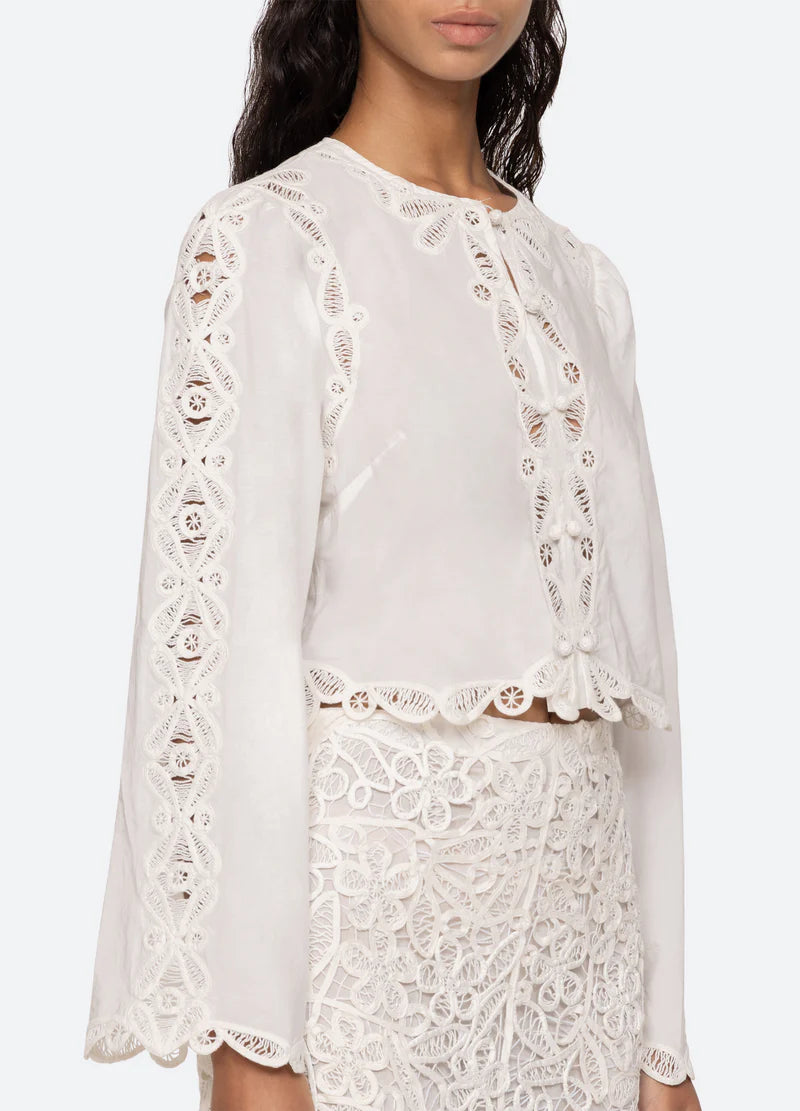 Sea New York Elke Soutache Blouse - Women's Boho Chic Embellished Top for Casual Wear & Date Nights | Perfect for Summer Outfits & Beach Vacations