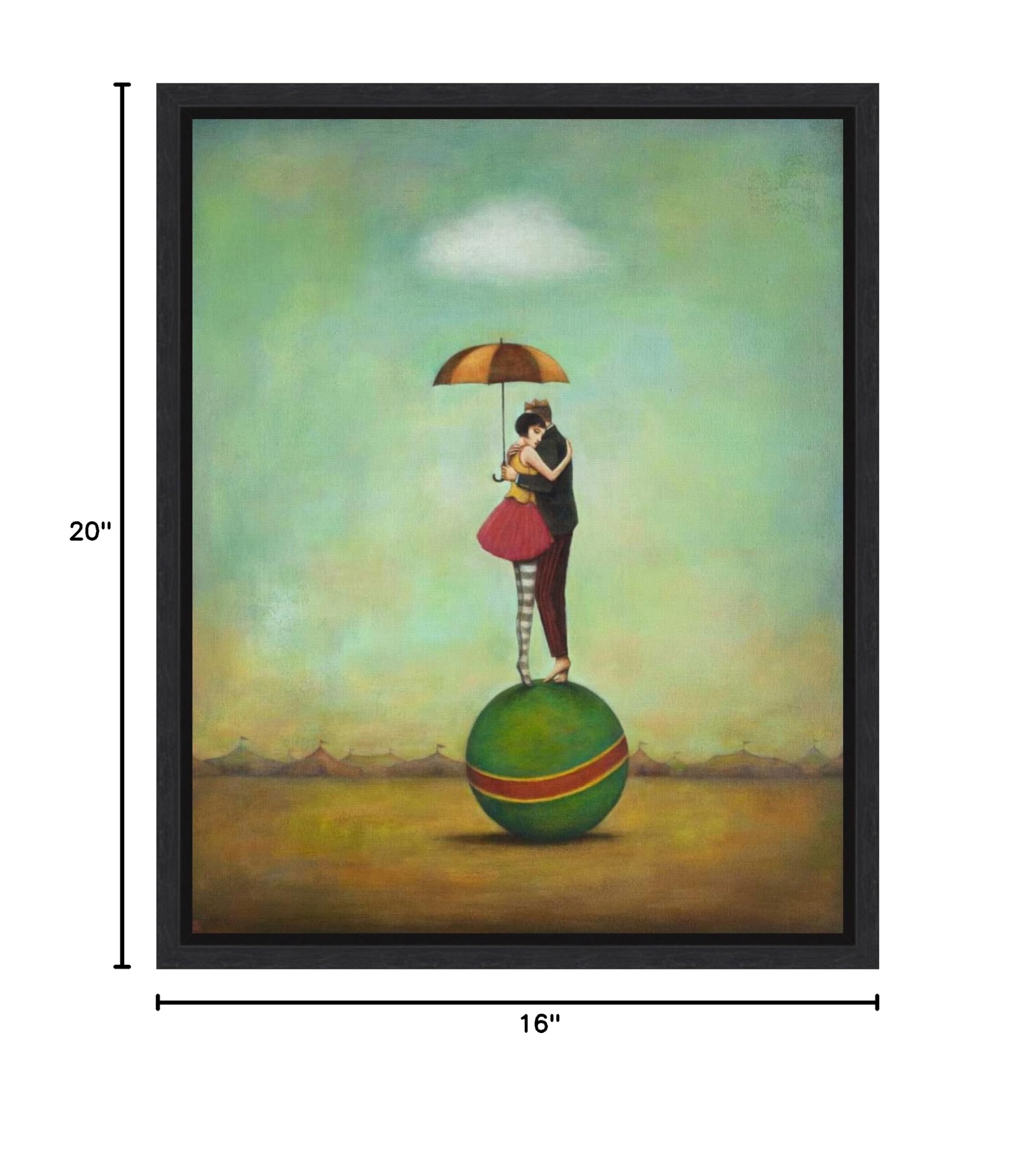 Amanti Art Framed Canvas Wall Art - 20x16 Circus Romance by Duy Huynh, Modern Home Decor for Living Room, Bedroom, Bathroom & Kitchen | Entertainment Artwork, Small Poster Painting | Perfect for Gifts & Wall Decoration