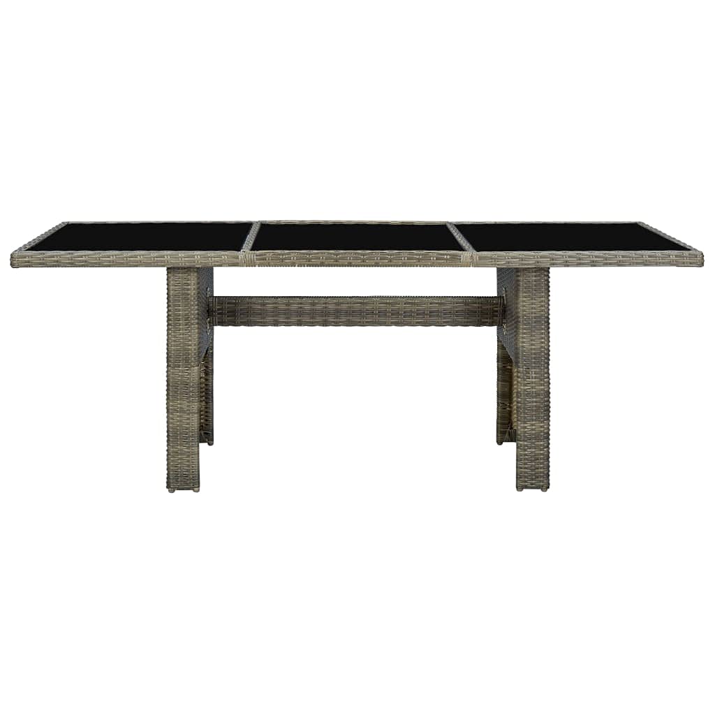 Outdoor Dining Table - Weather Resistant Brown Poly Rattan with Tempered Glass Top - Patio Furniture for Backyard, Lawn, Balcony & Poolside Entertaining