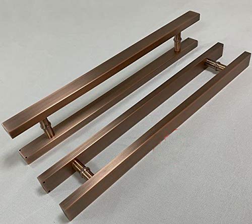SUYA 48 Inch Heavy Duty Commercial Push Pull Door Handles - Ladder Style Back to Back Door Handle Set for Glass, Wood, Barn Doors - Antique Copper Black Finish - Ideal for Home, Office, Hotel & Commercial Use