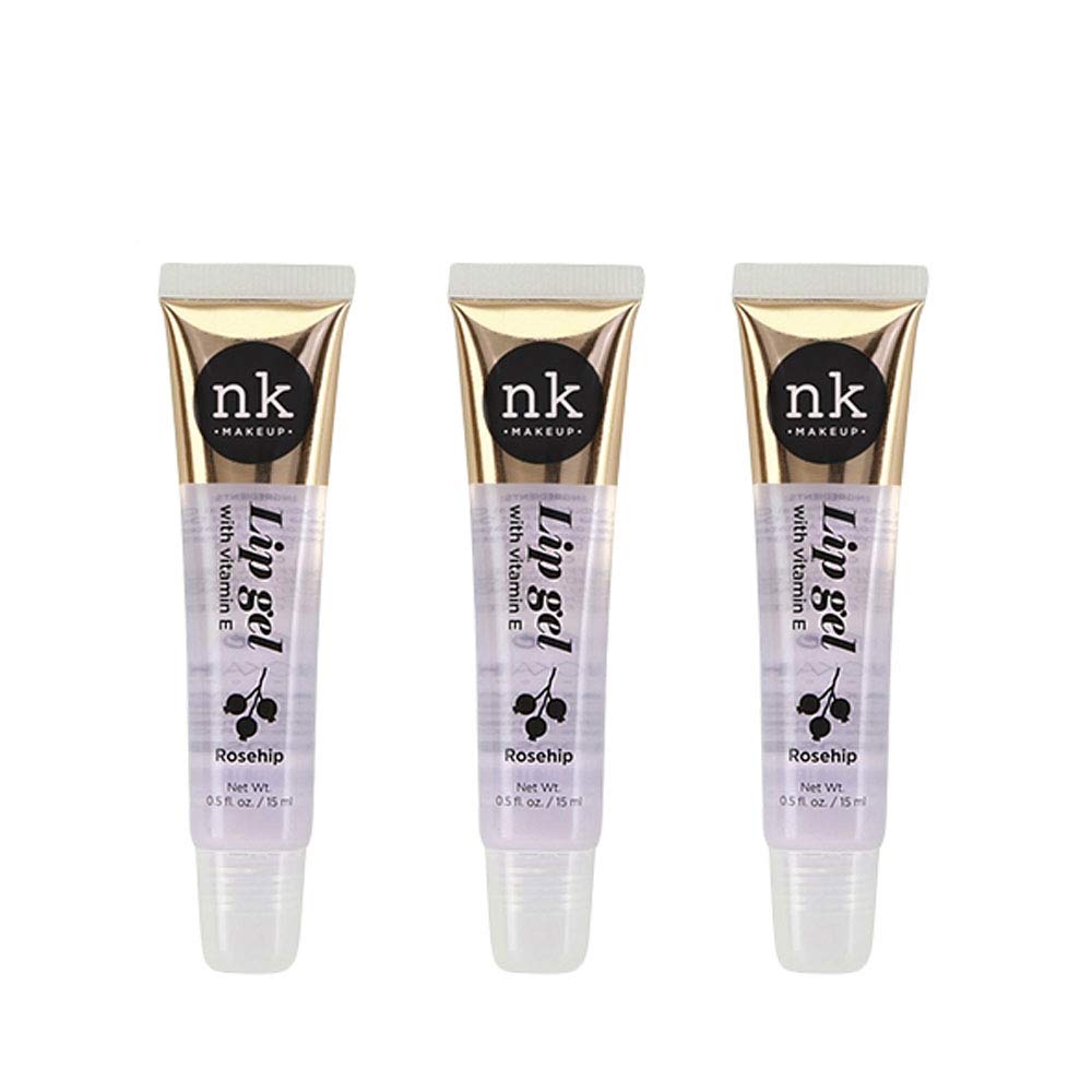 NK Vitamin E Lip Gloss Gel 15ml - Shiny & Nourishing Lip Treatment with Rosehip Oil (Pack of 3) | Perfect for Daily Moisturizing, Makeup Looks & Gift Giving