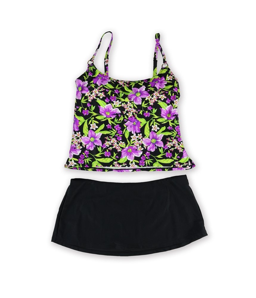 Island Escape Women's Tropical 2 Piece Tankini Swimsuit - Floral Print Bikini Set for Beach Vacation & Pool Party