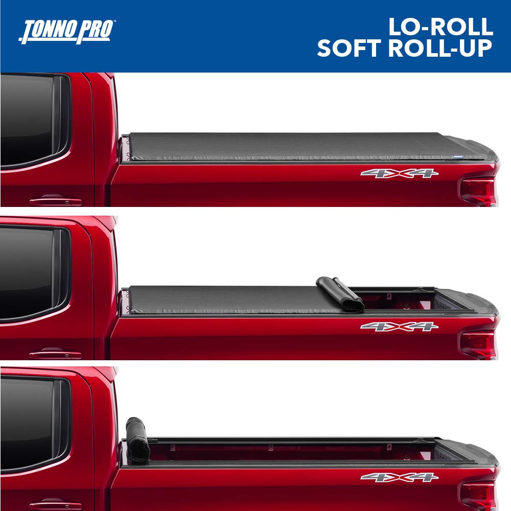 Tonno Pro Lo Roll Soft Roll-Up Truck Bed Tonneau Cover - LR-5005 | Fits 2007-2021 Toyota Tundra with Utility Track System | 6'7