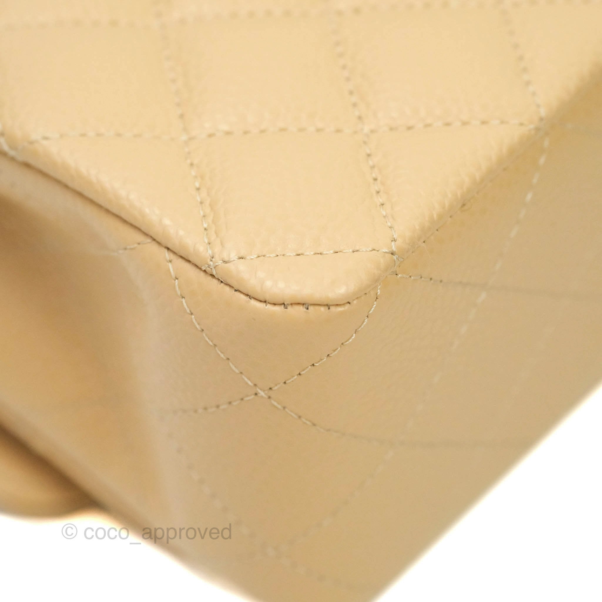 Chanel Classic M/L Medium Double Flap Bag in Beige Caviar Leather with Silver Hardware - Luxury Handbag for Women, Perfect for Work, Parties & Everyday Use