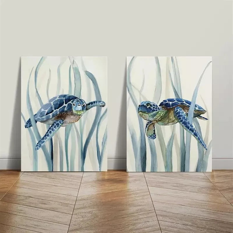 2pcs Premium Marine Life & Natural Flora Canvas Wall Art - 50x75cm Framed High-Quality Print | 100% Australian Made | Ready to Hang | Perfect for Living Room, Bedroom & Office Decor