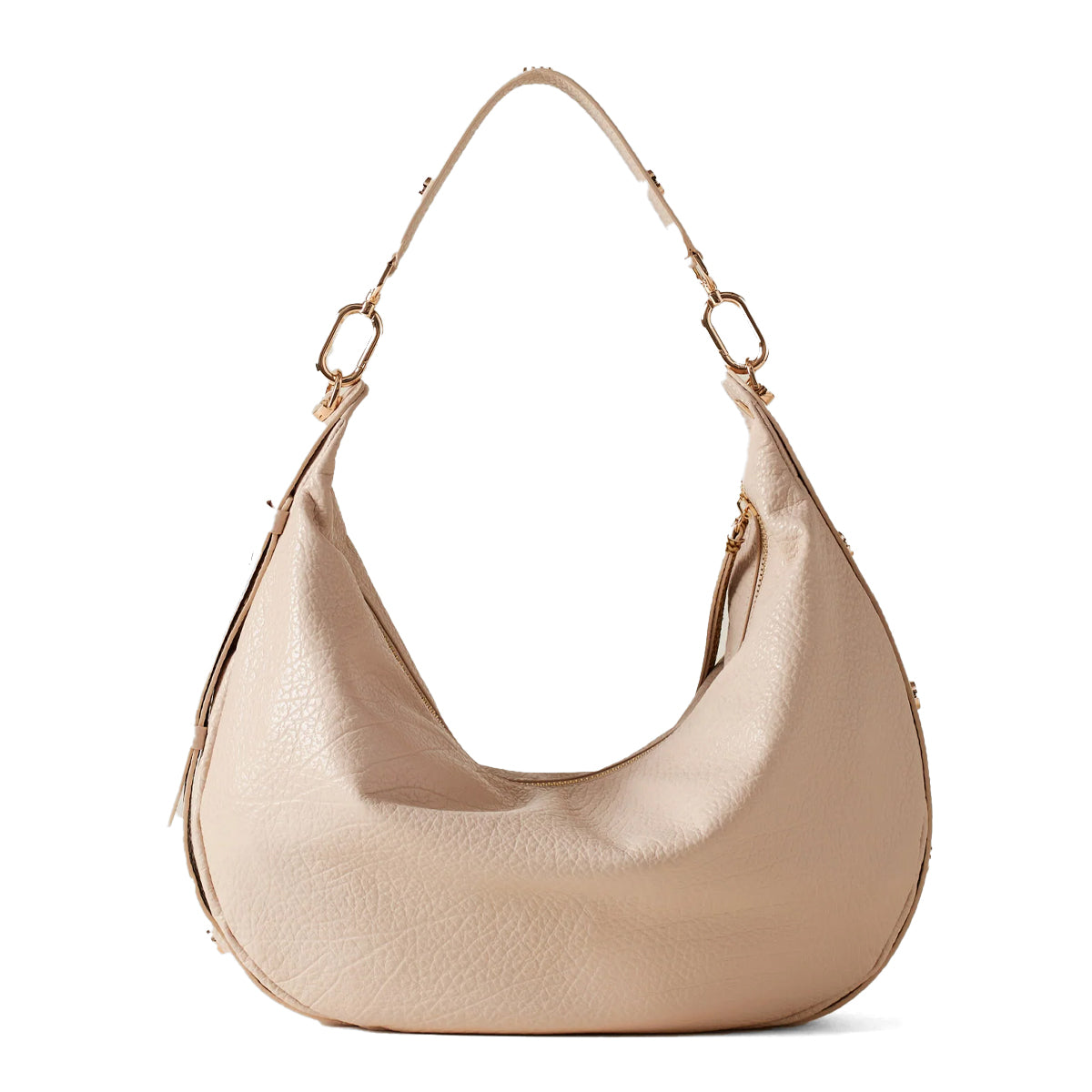 Borbonese Hobo Bag Oyster Medium Leather Handbag - Stylish Crossbody Purse for Women | Perfect for Work, Travel & Everyday Use