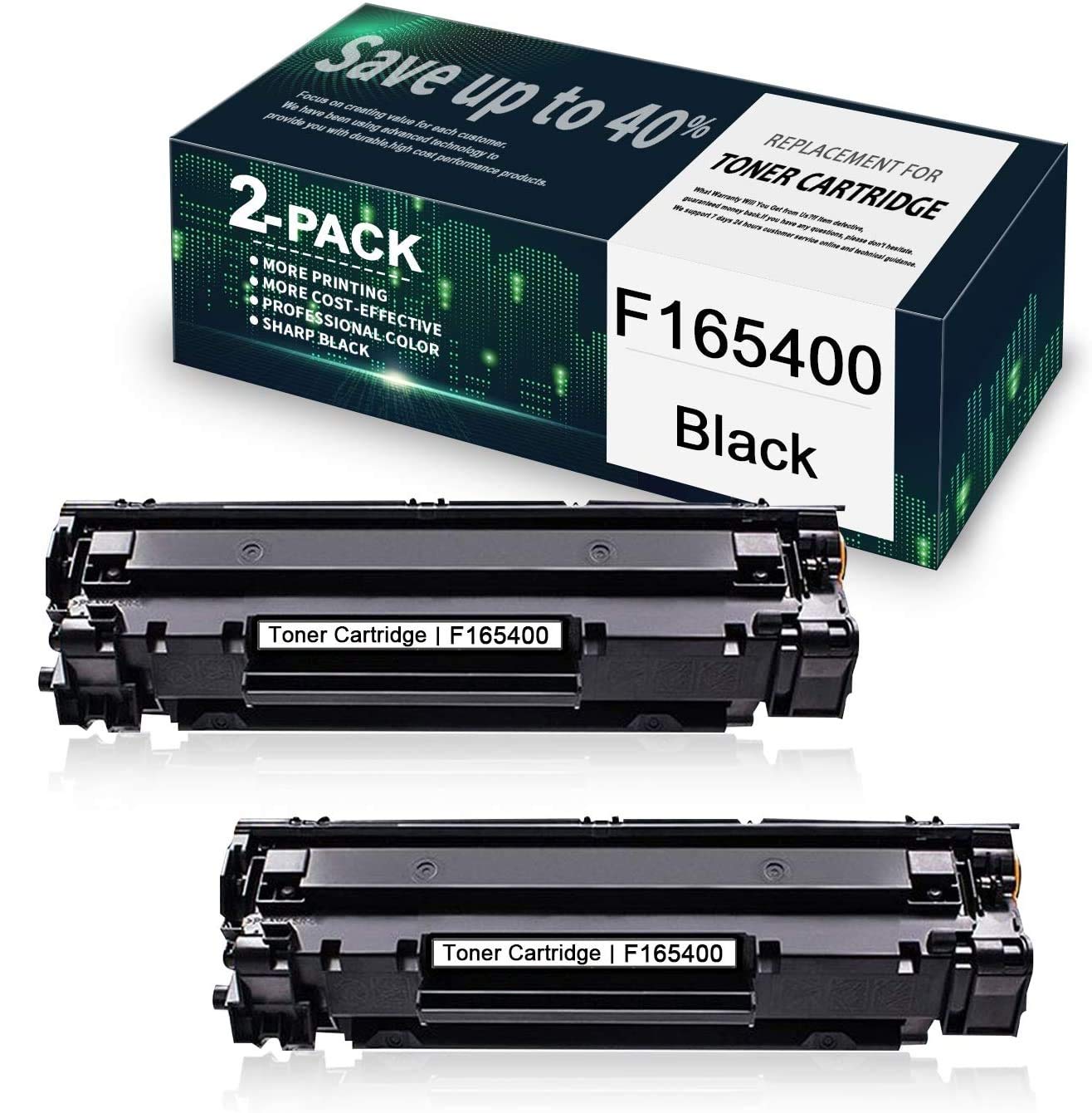 2-Pack Black F165400 Compatible Toner Cartridge Replacement for Canon F165400 Printer - High Yield Printing for Office & Home Use
