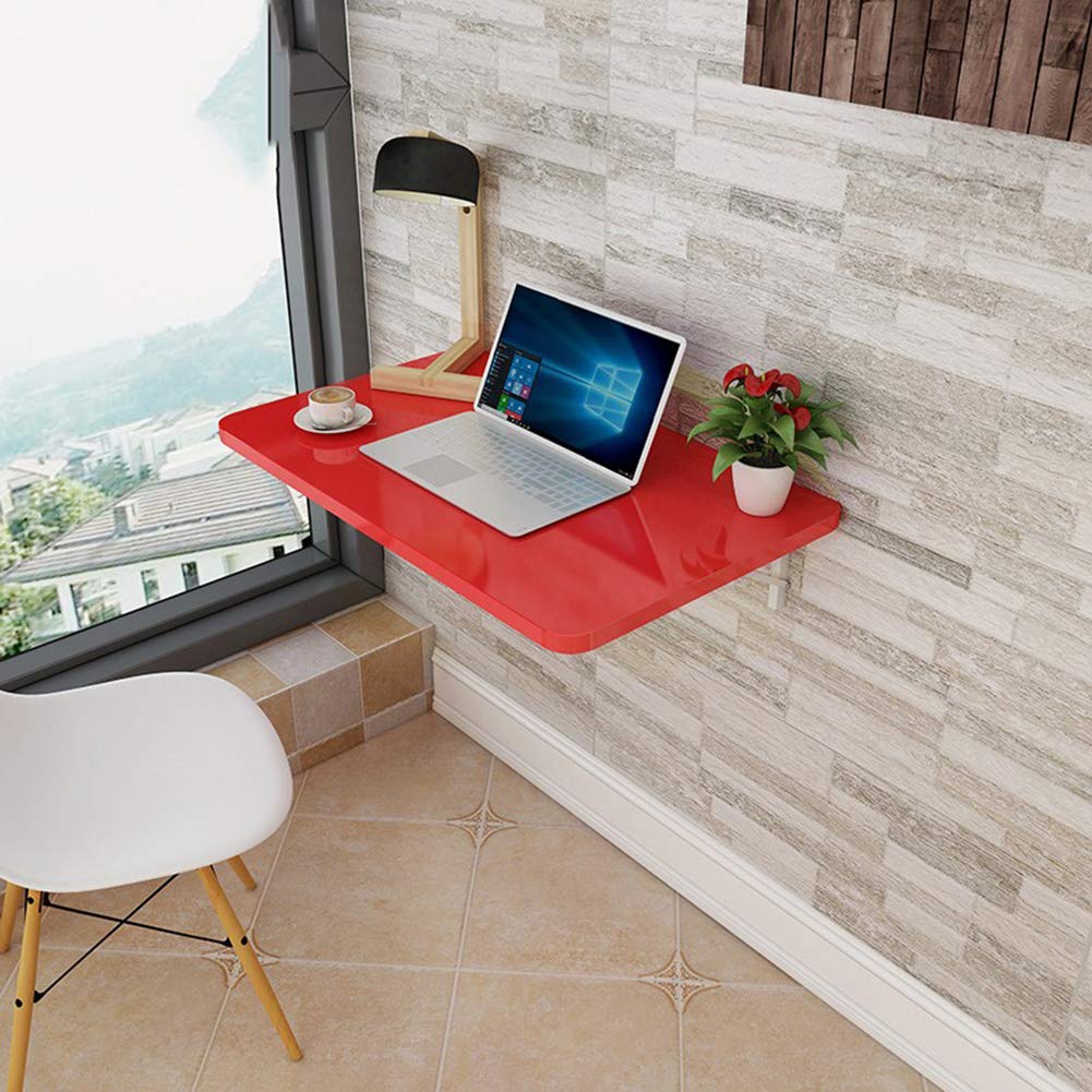 Foldable Wall-Mounted Drop Leaf Table - Solid Wood Space-Saving Kitchen Dining Desk | Multi-Functional Home Office Workstation with Storage Shelves | Perfect for Small Apartments, Dorms & Compact Workspaces