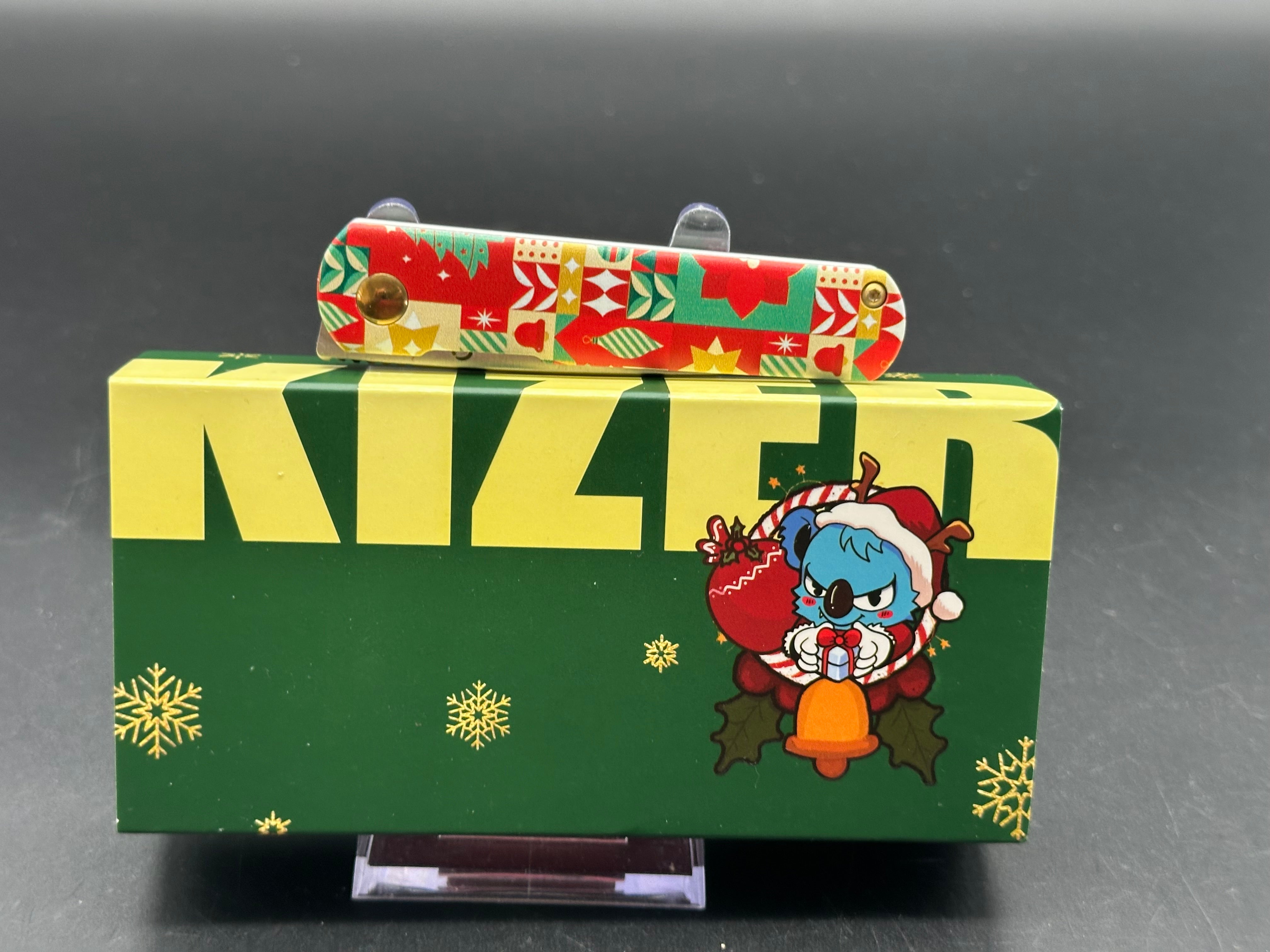 Kizer FEIST Folding Knife - NITRO-V Steel Blade, Aluminum Handle, Limited Christmas Edition - Perfect for EDC, Camping & Gift Giving