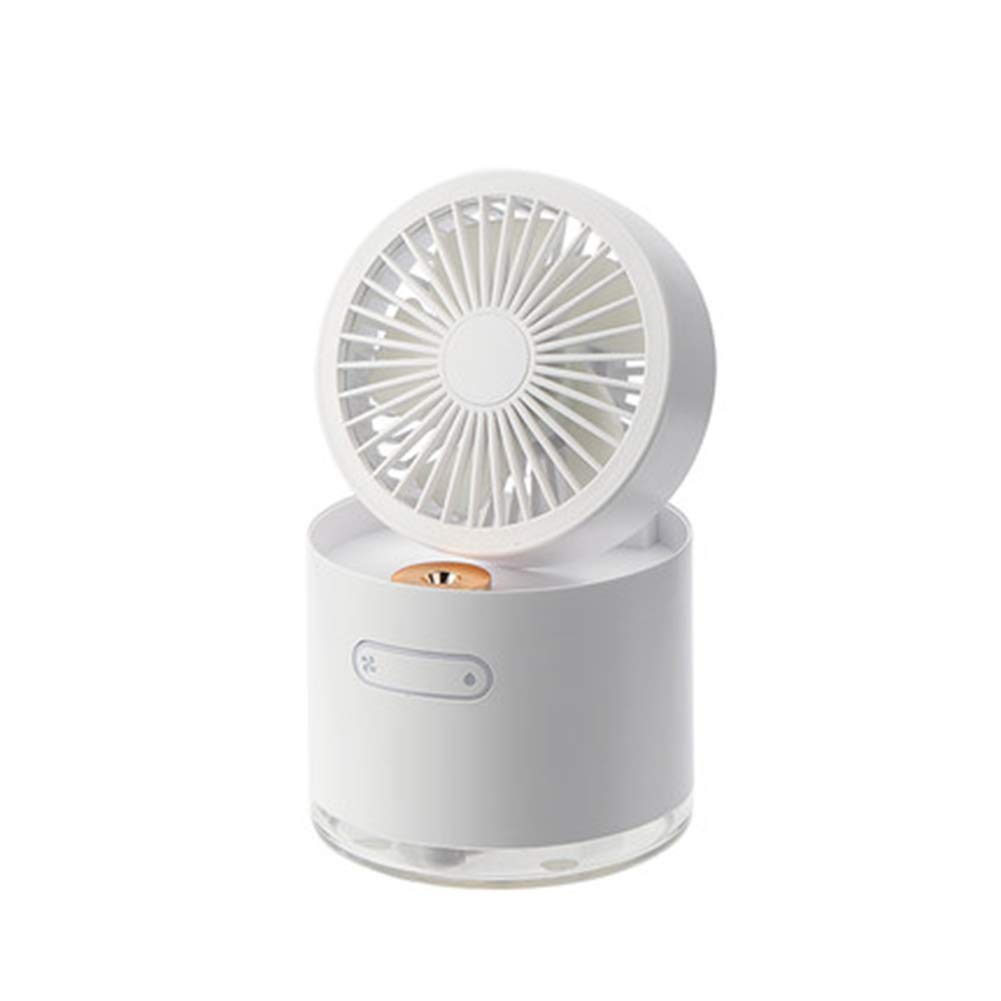 TYI Mini USB Rechargeable Desktop Fan with 2000mAh Battery - 3 Speed Adjustable, Foldable, Humidifier Function - Portable Personal Fan for Home, Office, Dorm, Travel & Outdoor Use - Perfect for Kids, Students & Adults (White)