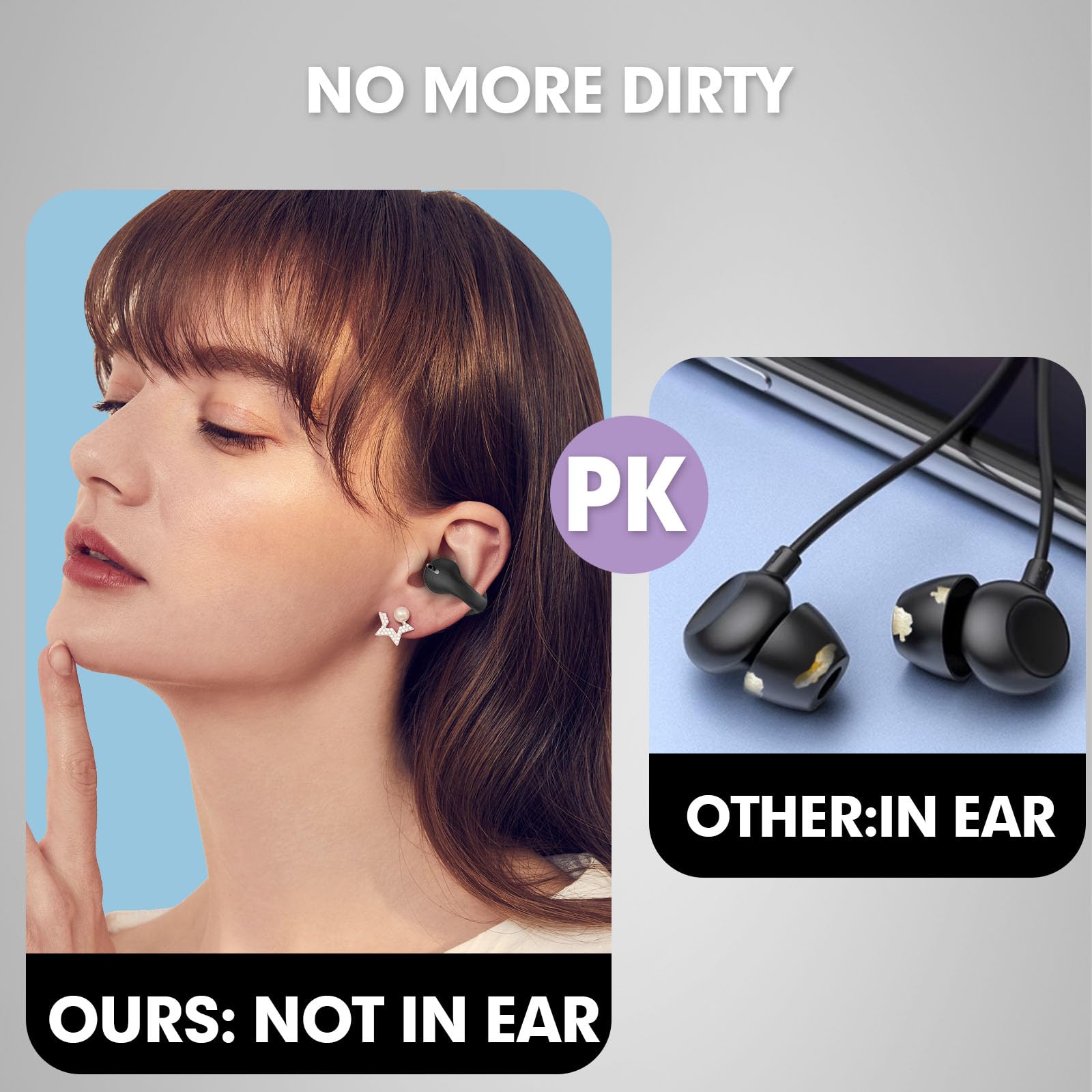 Wireless Clip-On Earbuds - Open Ear Bluetooth Headphones with Bone Conduction Technology for Running, Cycling & Workouts - Sweatproof & Comfortable Sports Earphones