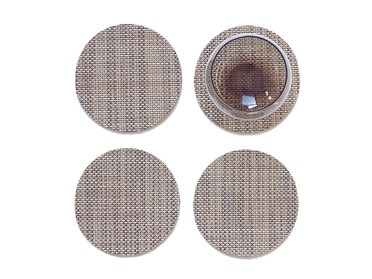 Chilewich Mini Basketweave Coasters Set of 4 - Premium Linen Drink Coasters for Coffee Tables, Dining Tables & Home Decor