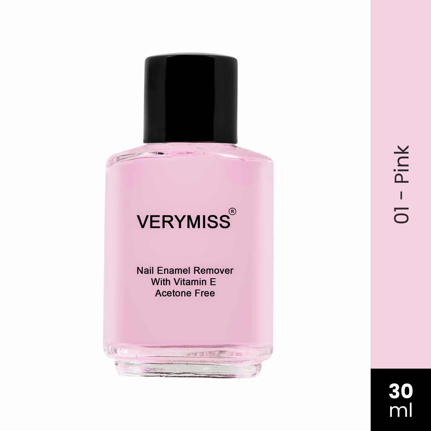 VERYMISS Pink Nail Polish Remover - Acetone Free, Vitamin E Enriched, 100% Vegan & Cruelty Free - 50ml Bottle for Gentle At-Home Manicures & Nail Care