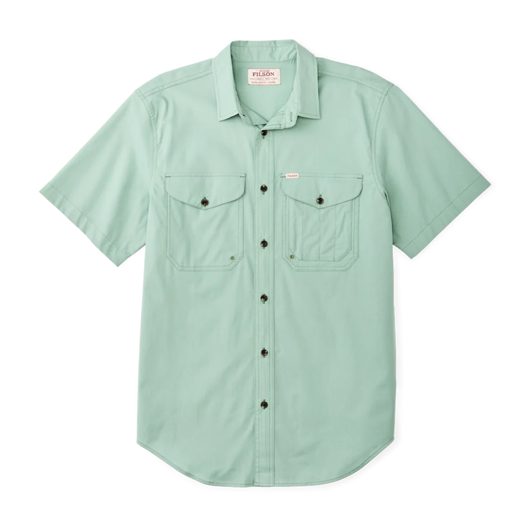 Filson Twin Lakes Short Sleeve Sport Shirt for Men - Granite Green - Lightweight Outdoor & Casual Wear for Hiking, Fishing, and Everyday Comfort