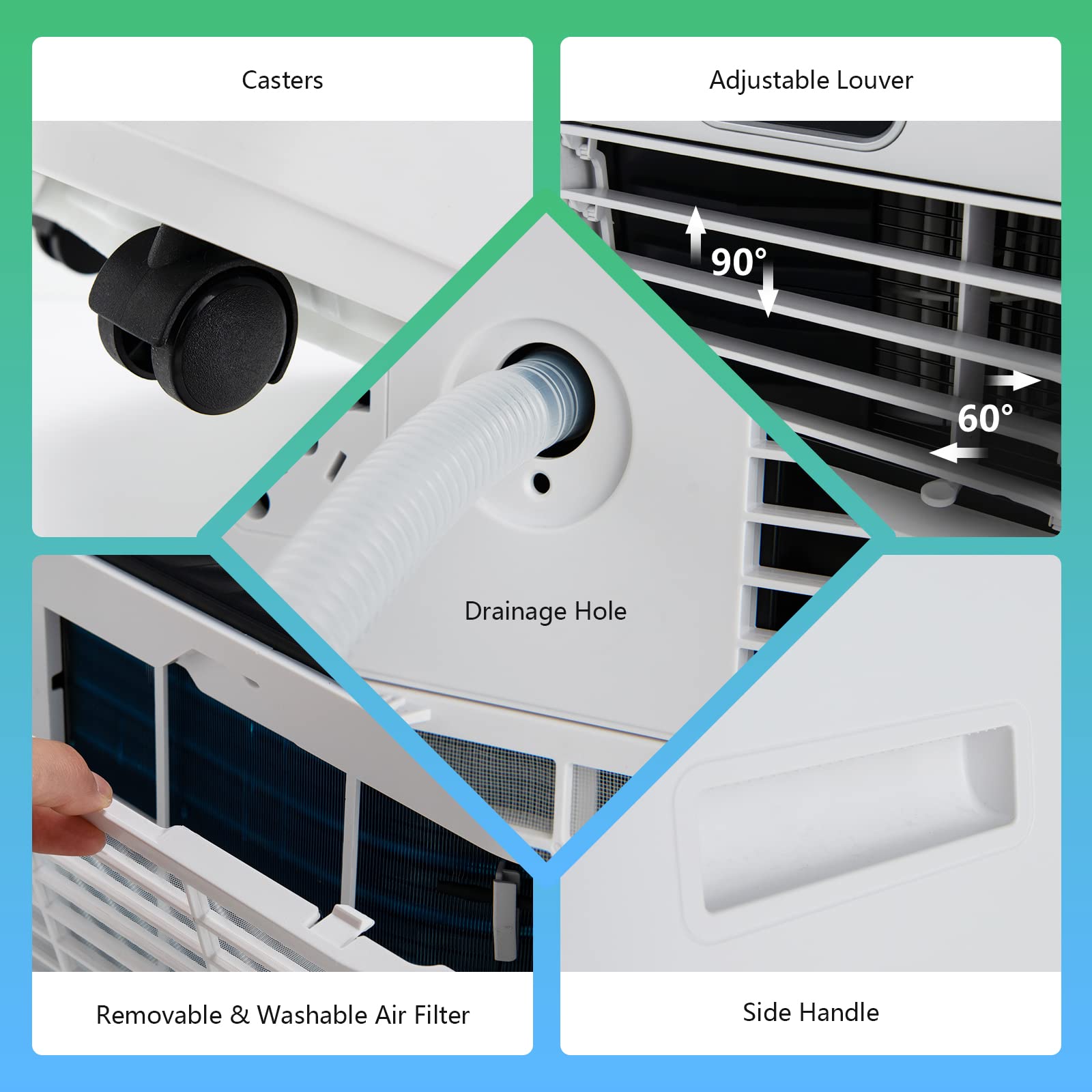 ARLIME 8000 BTU Portable Air Conditioner - Cools 230 Sq. Ft, 2-Speed Fan & Dehumidifier with Child Lock, 24H Timer, LED Display - Perfect for Living Room, Bedroom, Office & Small Spaces (Ideal for Summer Cooling & Year-Round Comfort)
