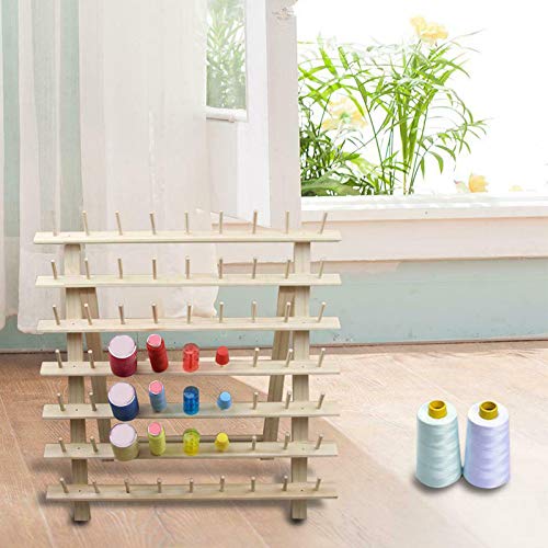VALINK 63 Spool Wood Thread Rack - Sewing Thread Stand Organizer for Quilting & Embroidery | Bobbin Thread Holder & Spool Storage Rack | Perfect for Tailors, Crafters & DIY Sewing Projects | Home & Studio Organization Tool