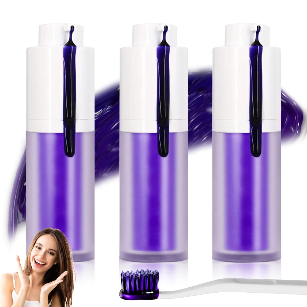HIULLEN 3-Pack Purple Teeth Whitening Toothpaste - Professional Violet Whitening & Anti-Tartar Formula for Brighter Smile | Color Corrector for Teeth | Perfect for Daily Oral Care & Special Occasions