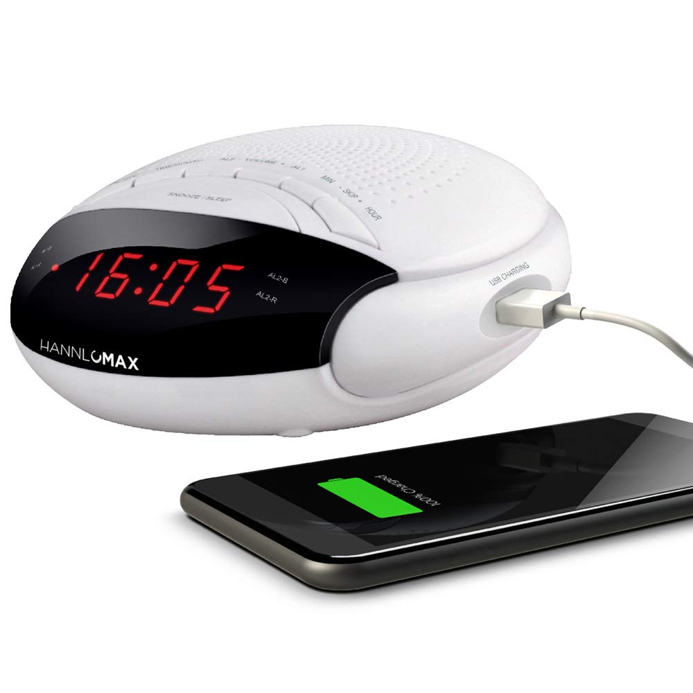 HANNLOMAX HX-200 Digital Alarm Clock Radio with PLL FM Tuner, 6 Preset Stations & Dual Alarm - 0.6