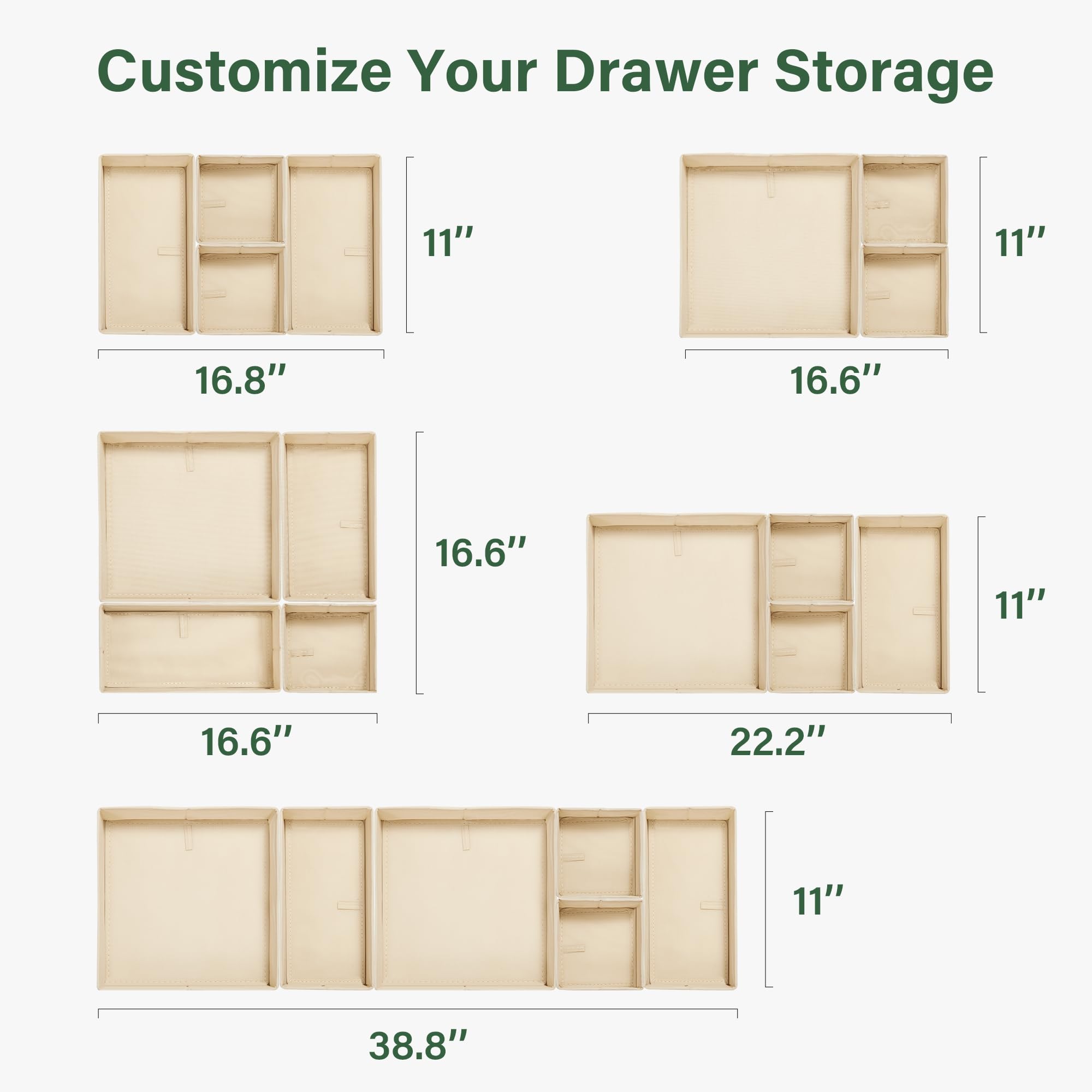 Kootek 16-Pack Foldable Fabric Drawer Organizers - Perfect for Baby Clothes, Underwear, Bras & Socks Storage | Space-Saving Dresser & Closet Organization Solution for Nursery, Bedroom & Travel