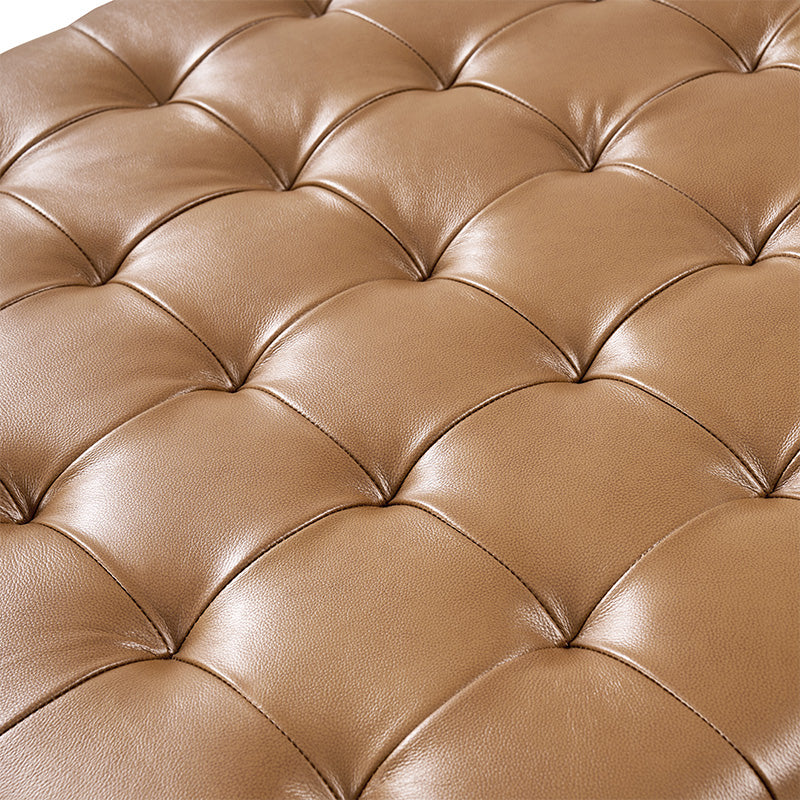 Genuine Leather Ottoman with Open Frame Base - Modern Footrest & Storage Stool for Living Room, Bedroom, or Office
