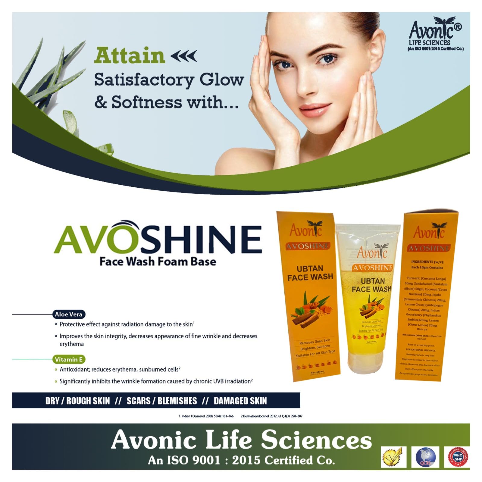 Avoshine Ubtan Face Wash - Natural Brightening & Exfoliating Cleanser for Glowing Skin | Perfect for Daily Skincare Routine & Acne-Prone Skin