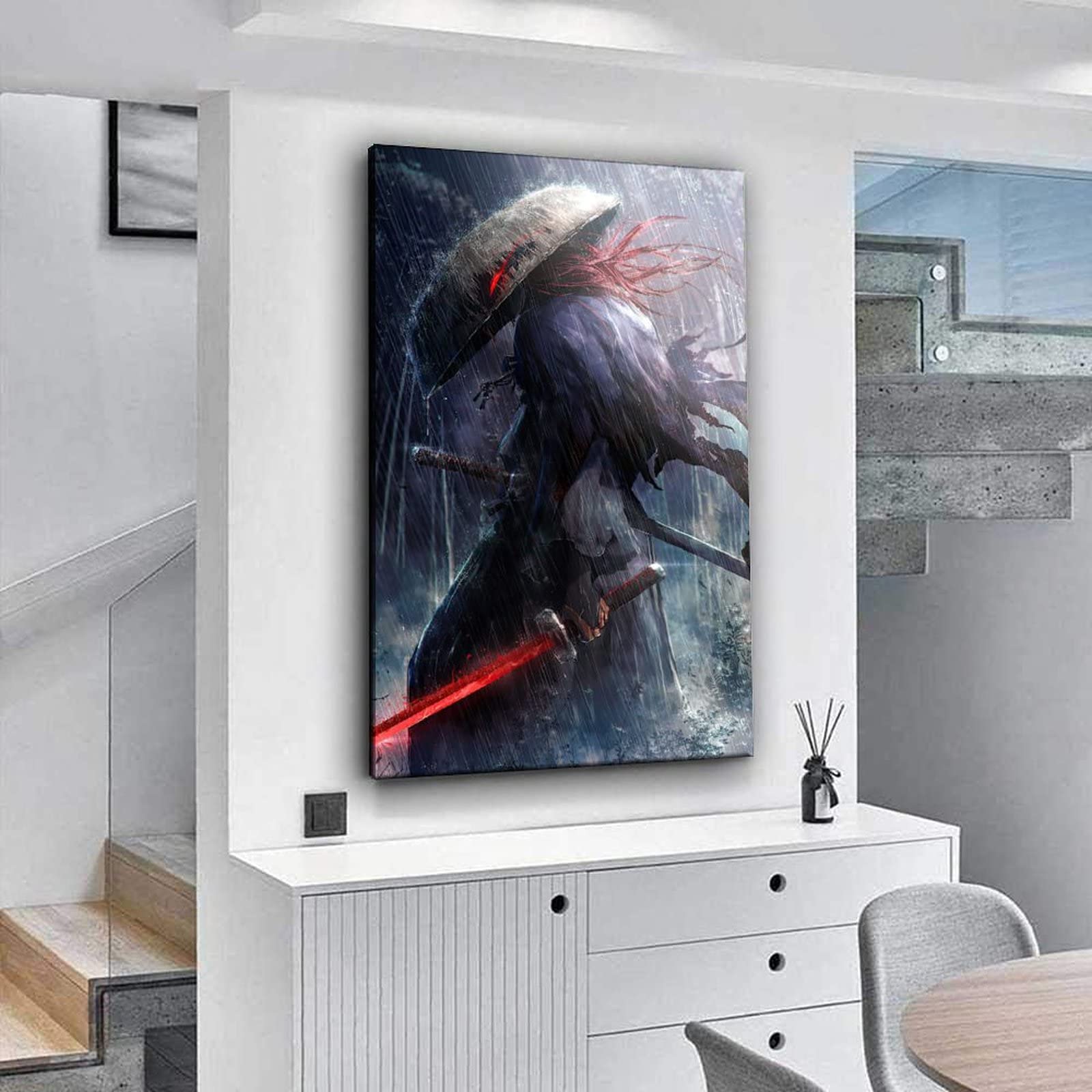 Dark Samurai Ninja Ronin Classic Poster - 24x36 Inch (60x90cm) Framed Wall Art for Home & Office Decor - Perfect for Bedroom, Living Room, Kids Room & Man Cave