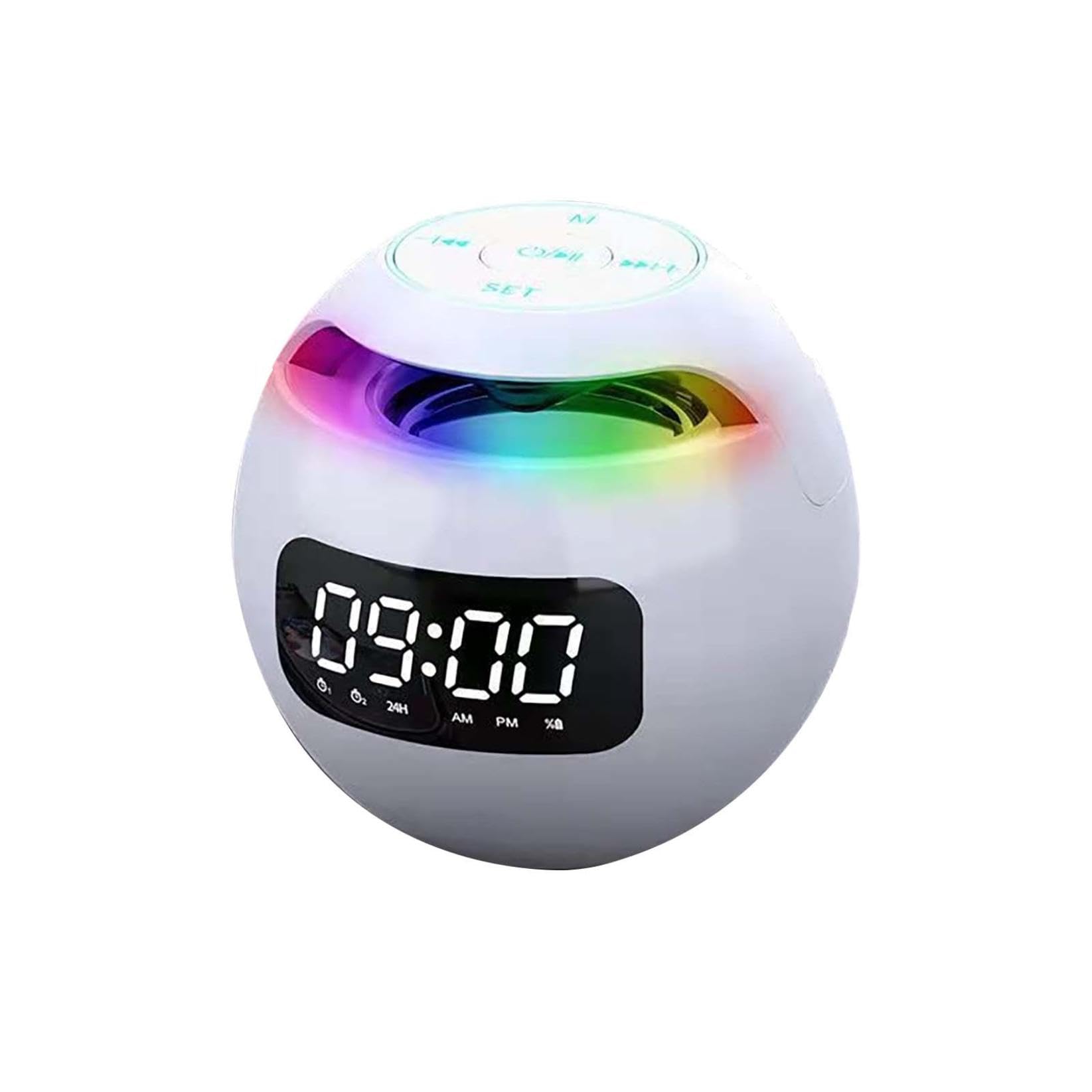 YUHAOTIN Wireless Bluetooth Speaker with Bedside Lamp - Portable LED Alarm Clock, Smart Night Light & RGB Colorful Table Lamp for Bedroom Decor (White) | Perfect for Bedroom, Office, and Home Decor