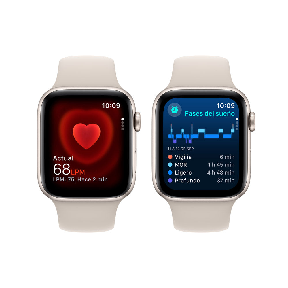 Apple Watch SE GPS 44mm - Starlight Aluminum Case with White Sport Band M/L - Perfect for Fitness Tracking & Everyday Wear