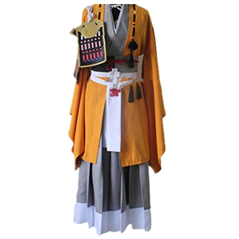 EChunchan Kogitsunemaru Touken Ranbu Online Yellow Polyester Kimono Cosplay Costume - Perfect for Anime Conventions, Halloween, and Japanese Themed Parties