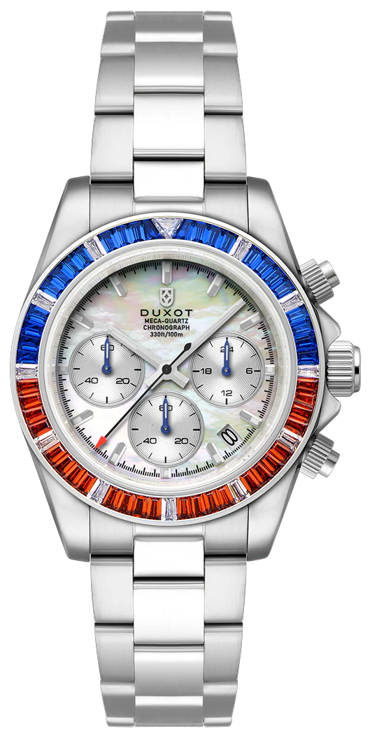 Duxot Accelero Rainbow Chronograph Watch - Pearl White DX 2064 11 - Luxury Unisex Timepiece for Men & Women | Perfect for Business, Formal Events & Everyday Wear