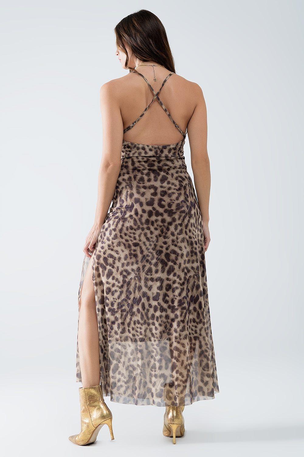Leopard Print Mesh Strap Robe - Sexy Lingerie for Women, Comfortable Sleepwear & Boudoir Loungewear