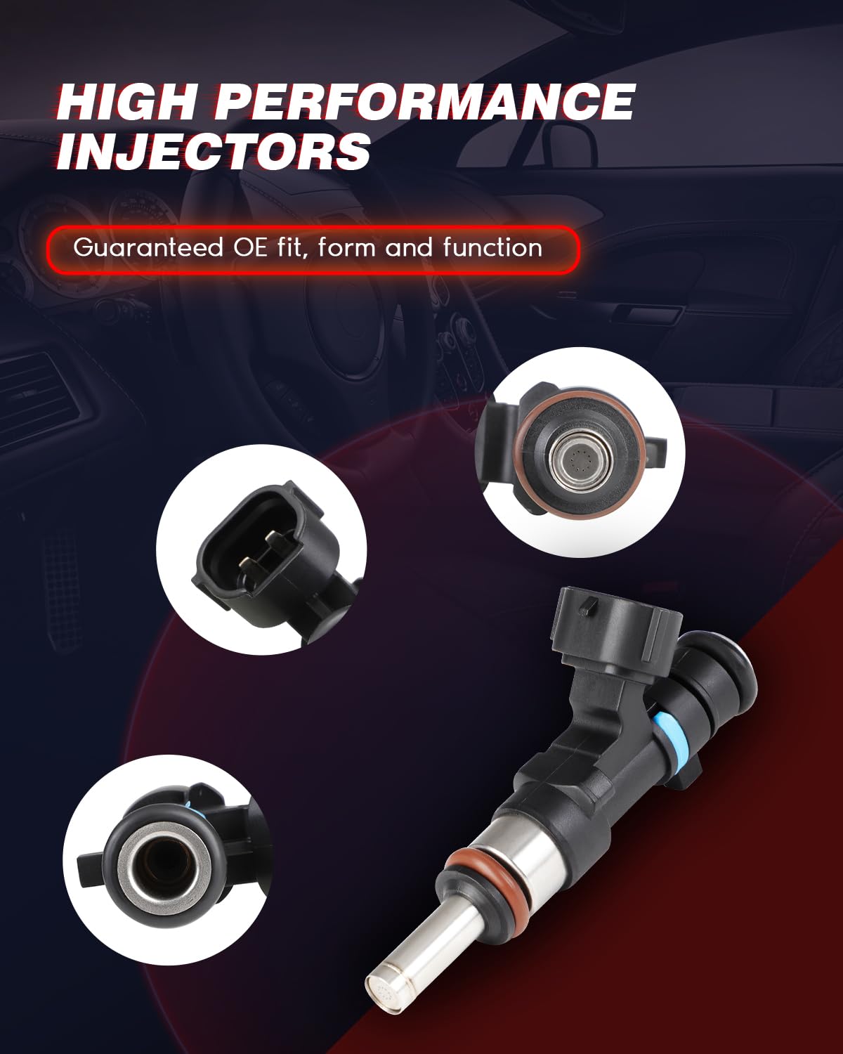 4Pcs ANGLEWIDE FJ972 Fuel Injectors Set - Compatible with Mitsubishi Lancer 2.0L (2015-2016), Lancer 2.4L (2009-2016), Outlander 2.4L (2008-2013) - 10 Holes High Performance Fuel Injectors for Improved Engine Efficiency & Fuel Economy