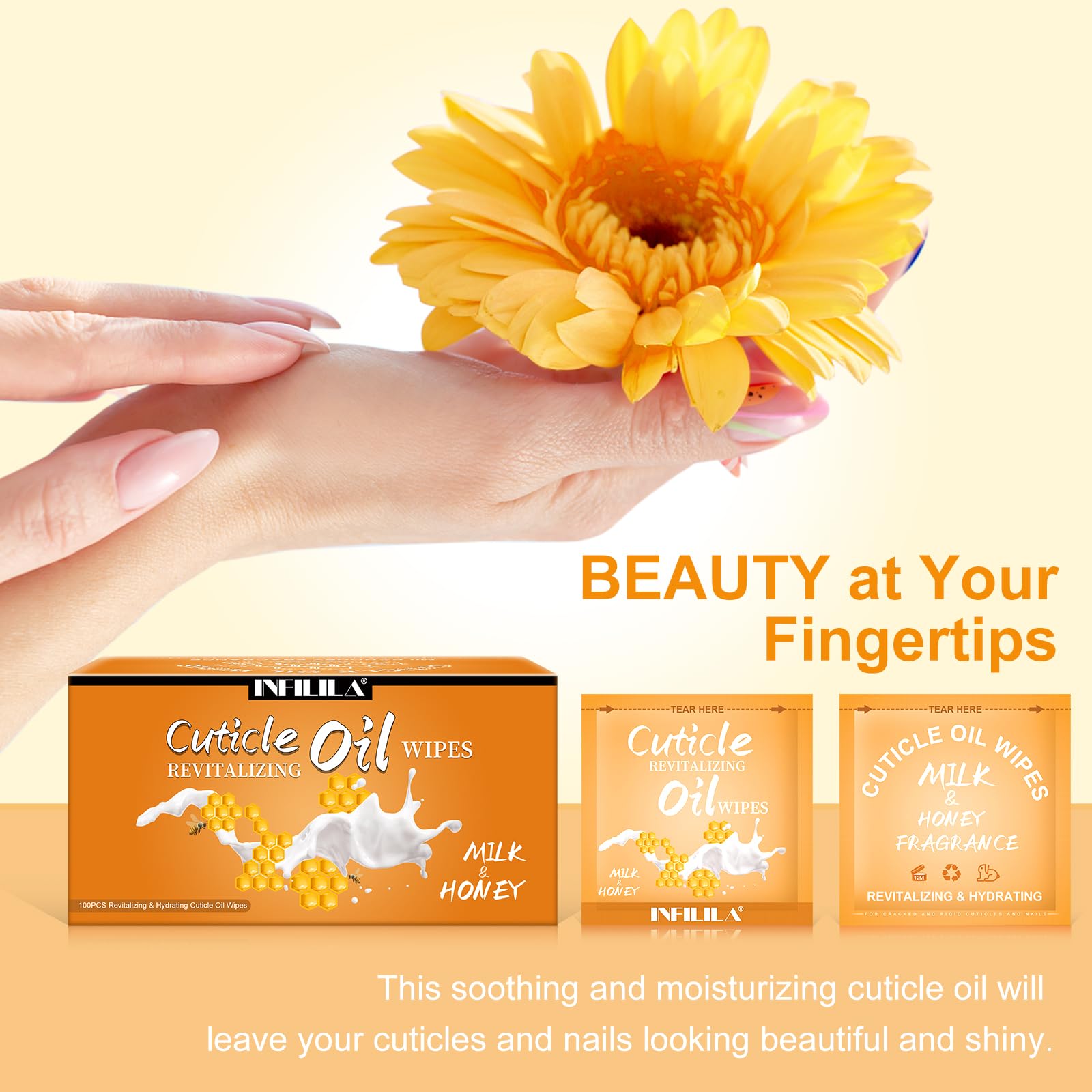 NXJ INFILILA Bulk Cuticle Oil 3.3 Fl Oz (100 Pack) - Mini Hydrating Nail Care for Dry Cuticles Repair, Travel Size Milk & Honey Nail Treatment - Perfect for Salon, Home Manicures & On-The-Go Nail Care