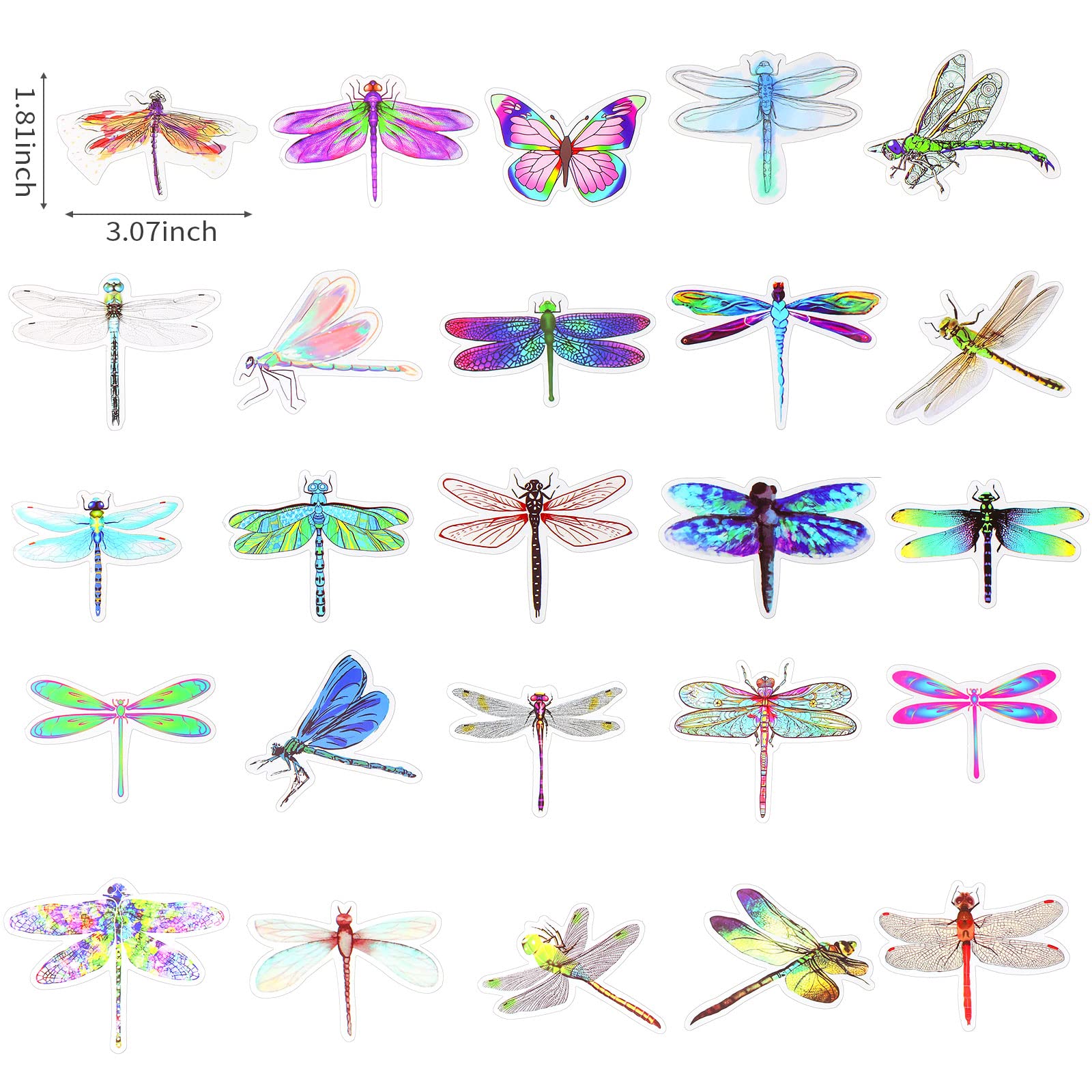 100 Pcs Dragonfly Stickers - Waterproof Vinyl Decals for Water Bottles, Laptops, Cars, Skateboards | Beautiful Insect Decor for DIY Crafts, Scrapbooking & Luggage Personalization